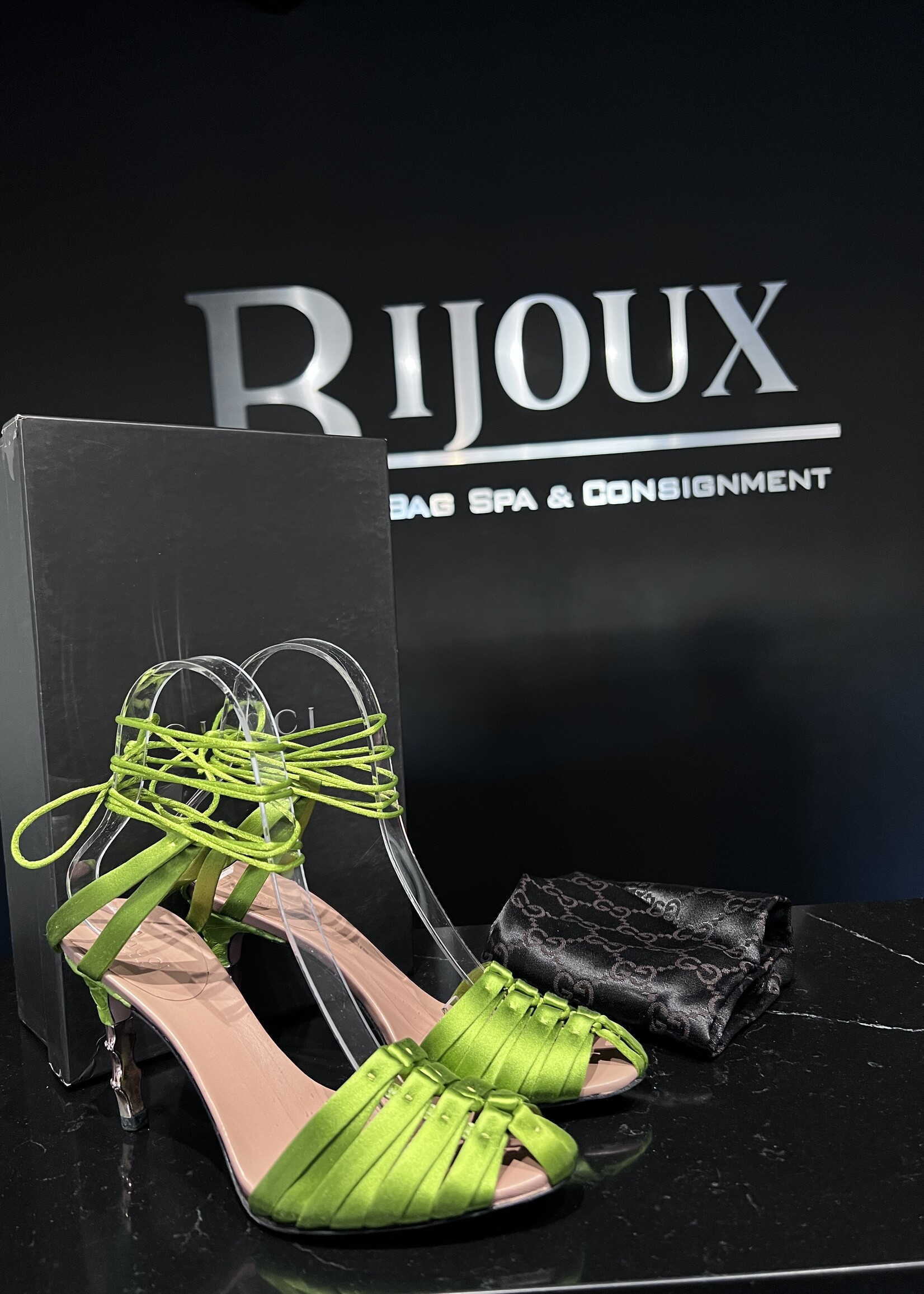 Gucci Gucci x Tom Ford Green Bamboo Heels 35.5