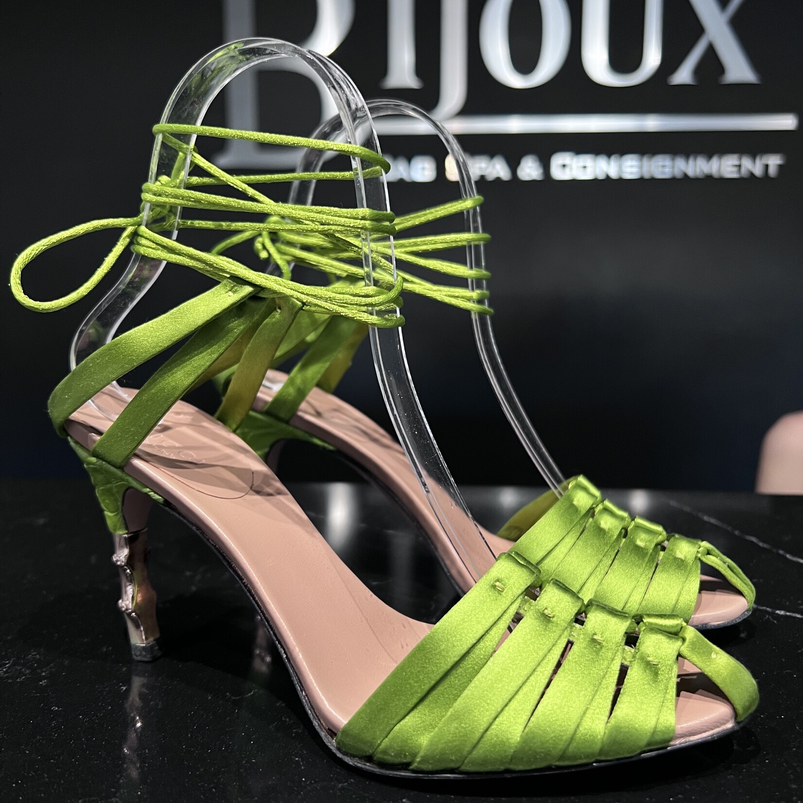 Gucci Gucci x Tom Ford Green Bamboo Heels 35.5