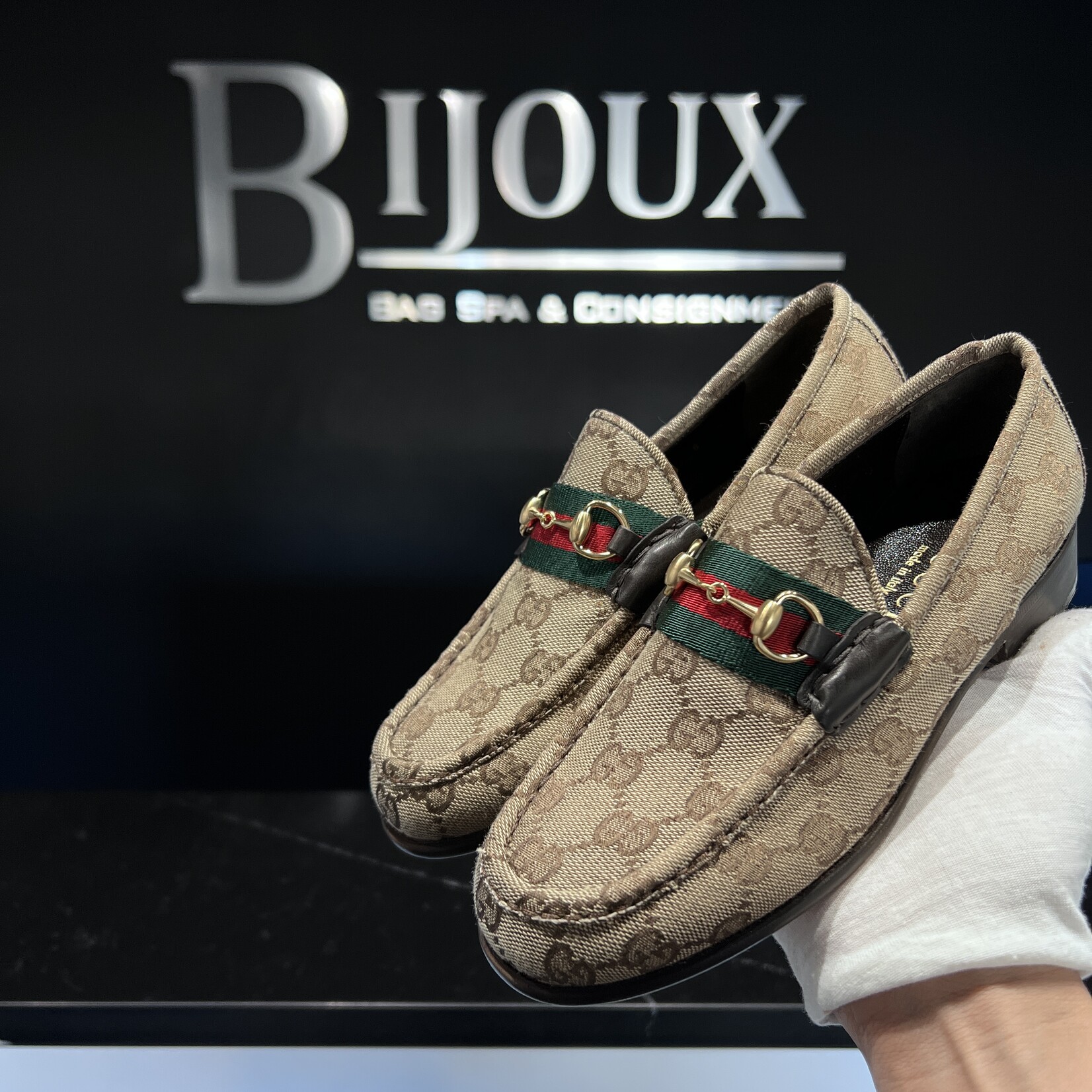 Gucci Gucci Canvas Heeled Loafers 36