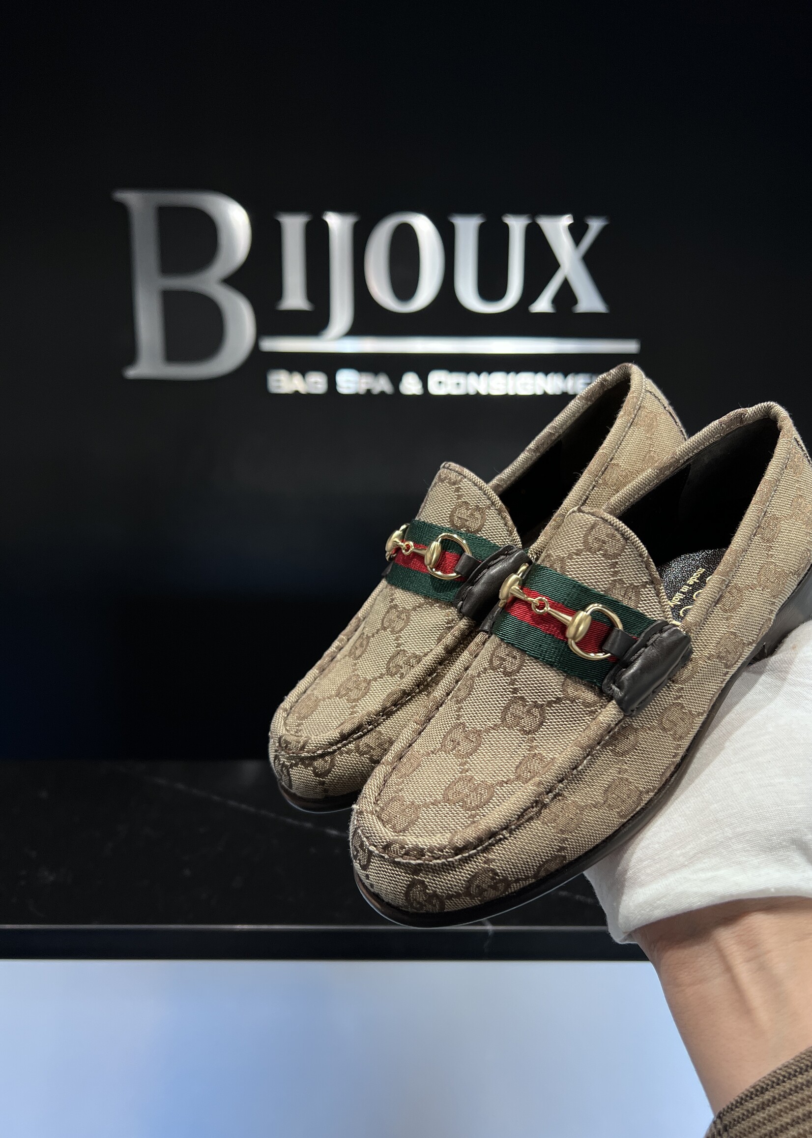 Gucci SOLD - Gucci Canvas Heeled Loafers 36