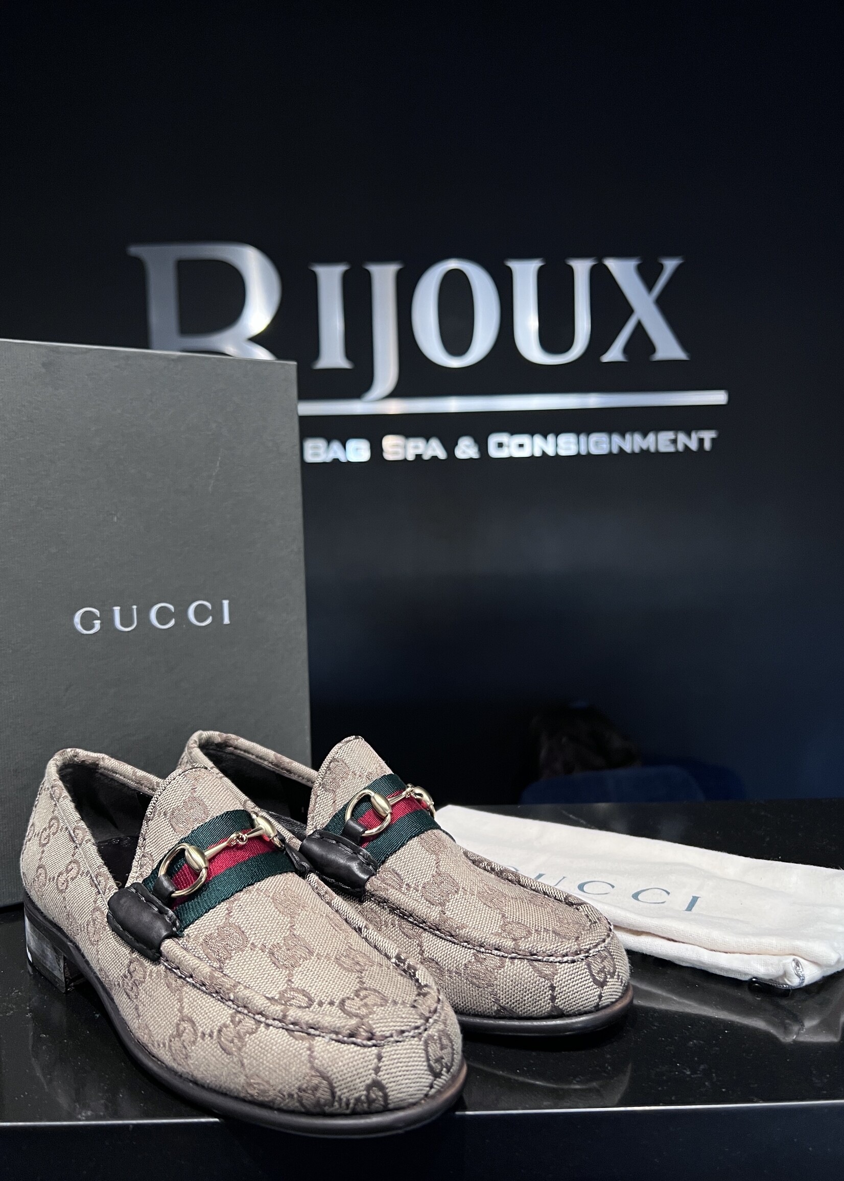 Gucci SOLD - Gucci Canvas Heeled Loafers 36