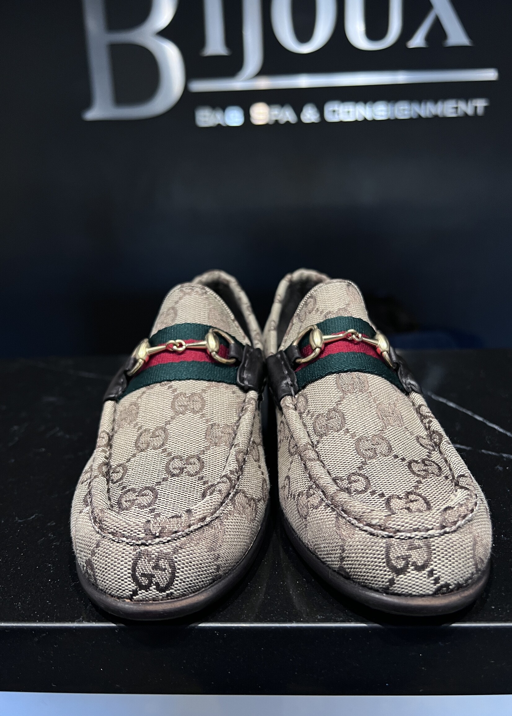 Gucci SOLD - Gucci Canvas Heeled Loafers 36