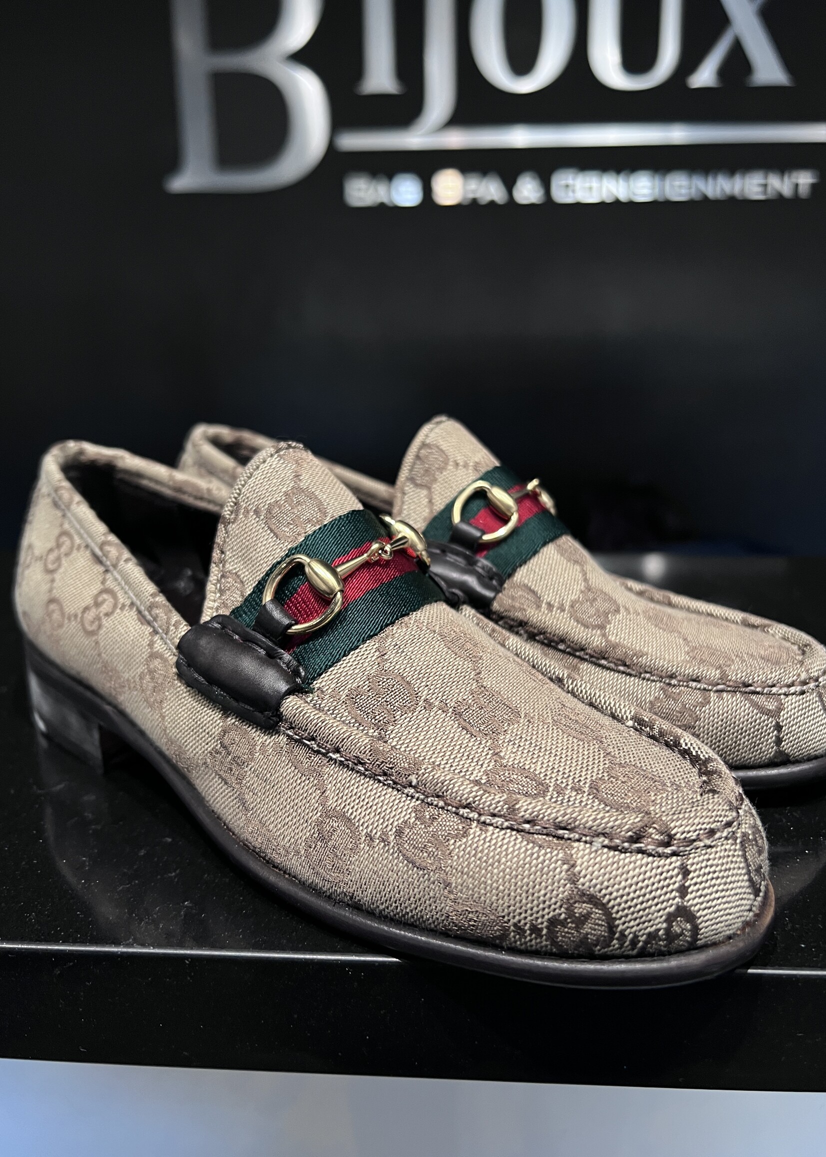 Gucci SOLD - Gucci Canvas Heeled Loafers 36