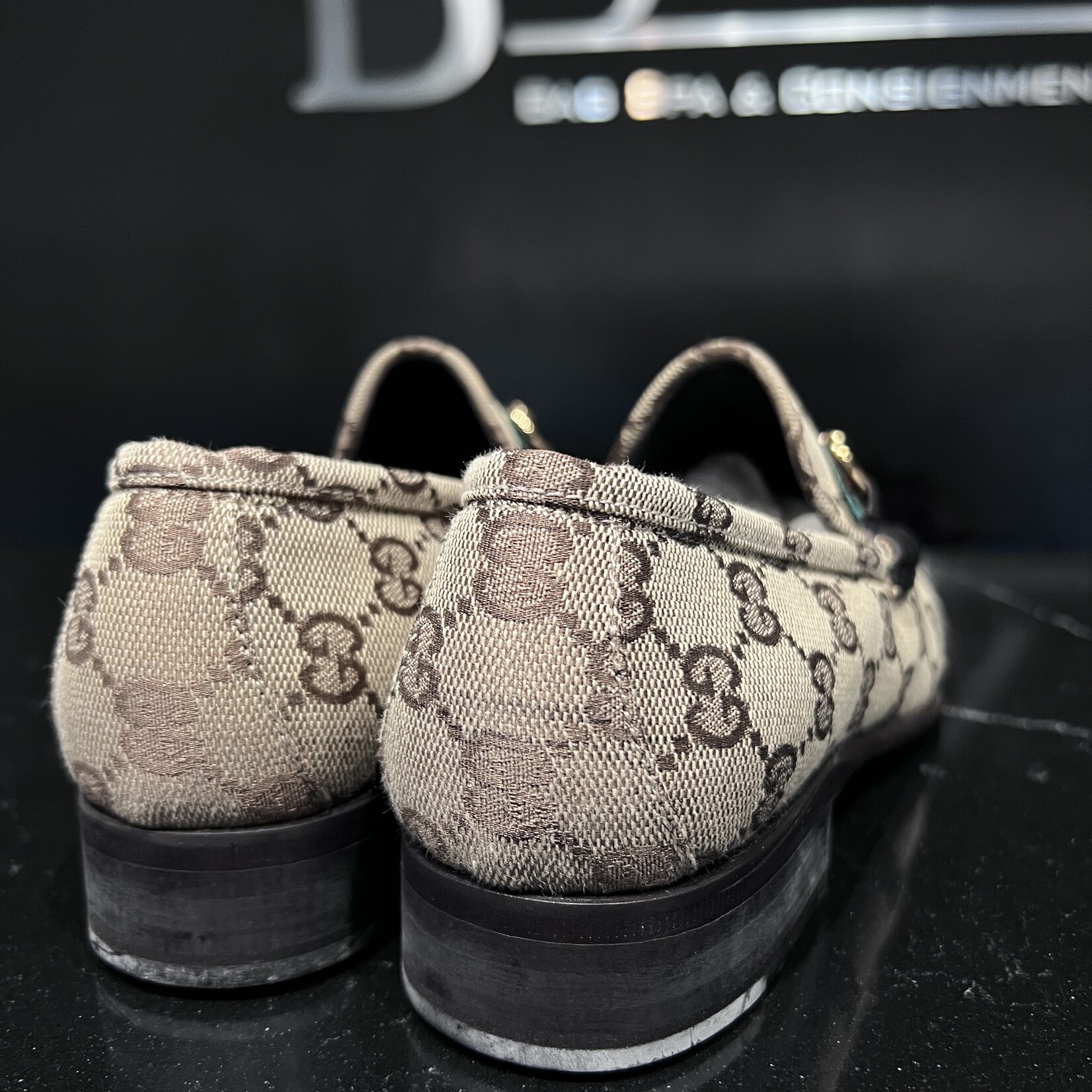 Gucci Gucci Canvas Heeled Loafers 36