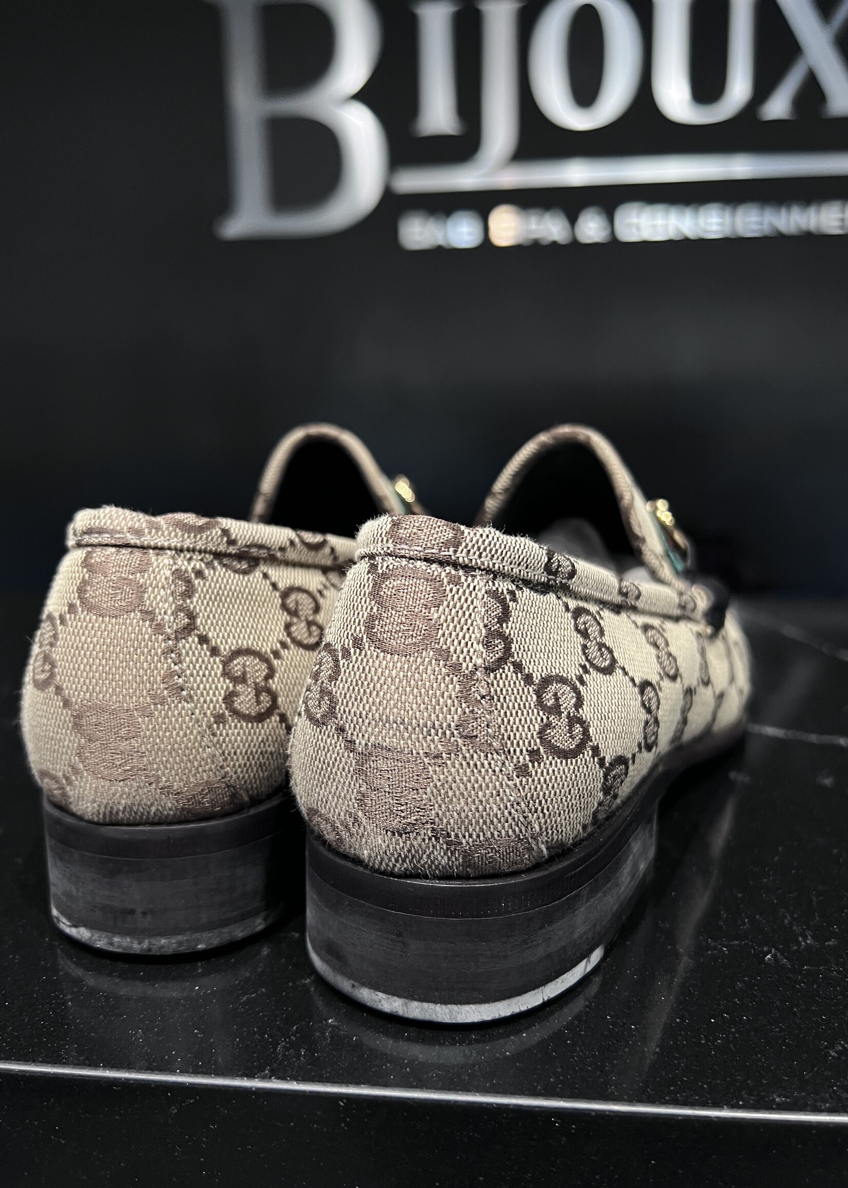 Gucci SOLD - Gucci Canvas Heeled Loafers 36