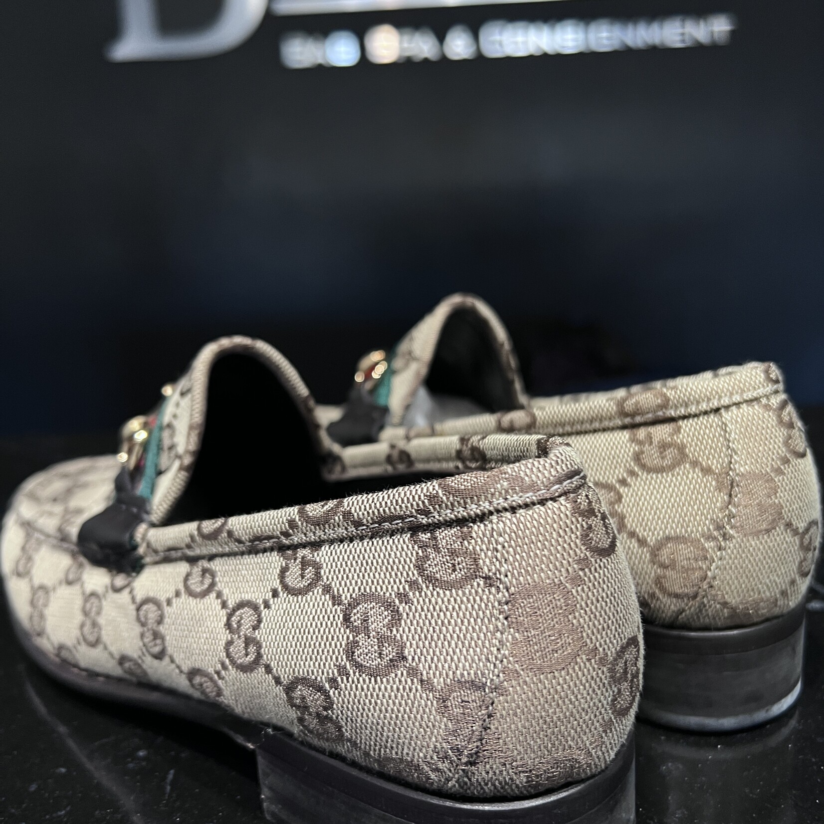 Gucci Gucci Canvas Heeled Loafers 36