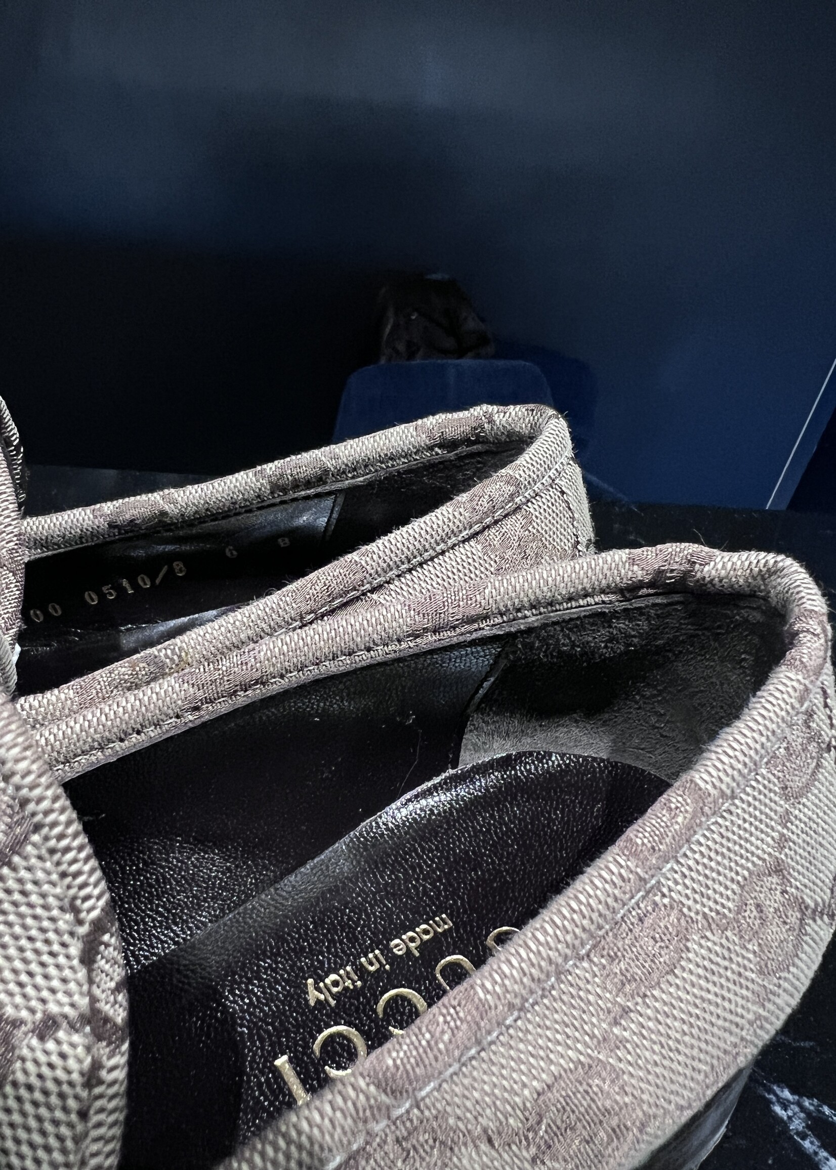 Gucci SOLD - Gucci Canvas Heeled Loafers 36