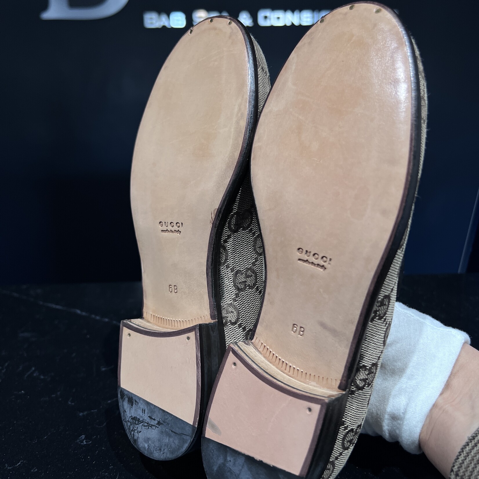 Gucci Gucci Canvas Heeled Loafers 36
