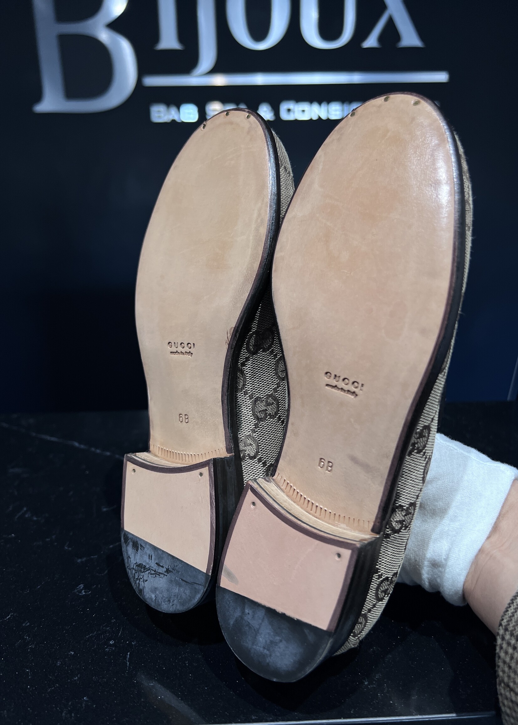 Gucci SOLD - Gucci Canvas Heeled Loafers 36