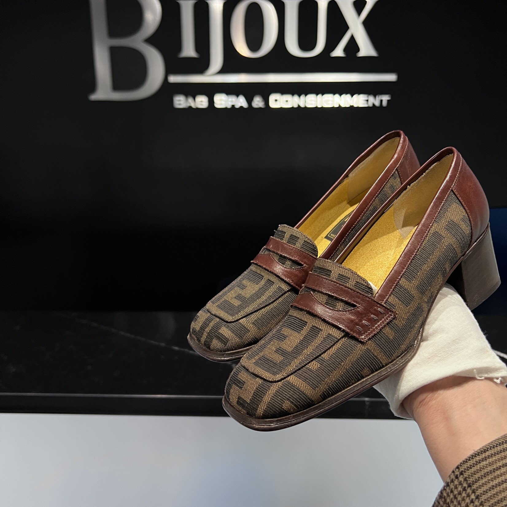 Fendi Fendi Burgundy Leather FF Loafers 35