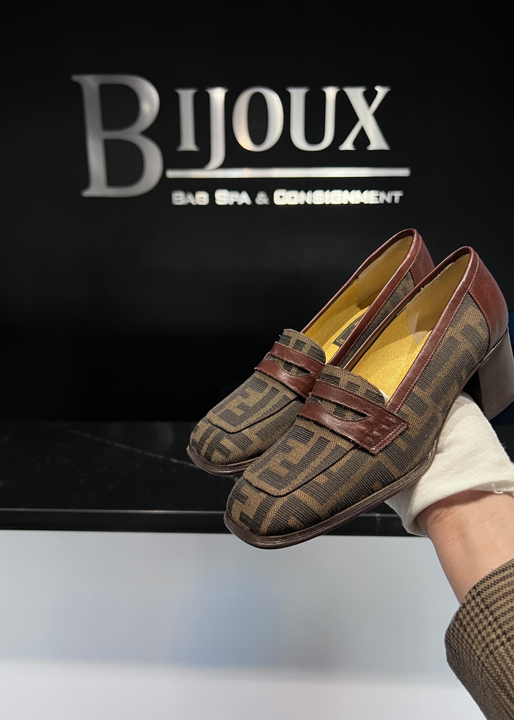 Fendi Fendi Burgundy Leather FF Loafers 35