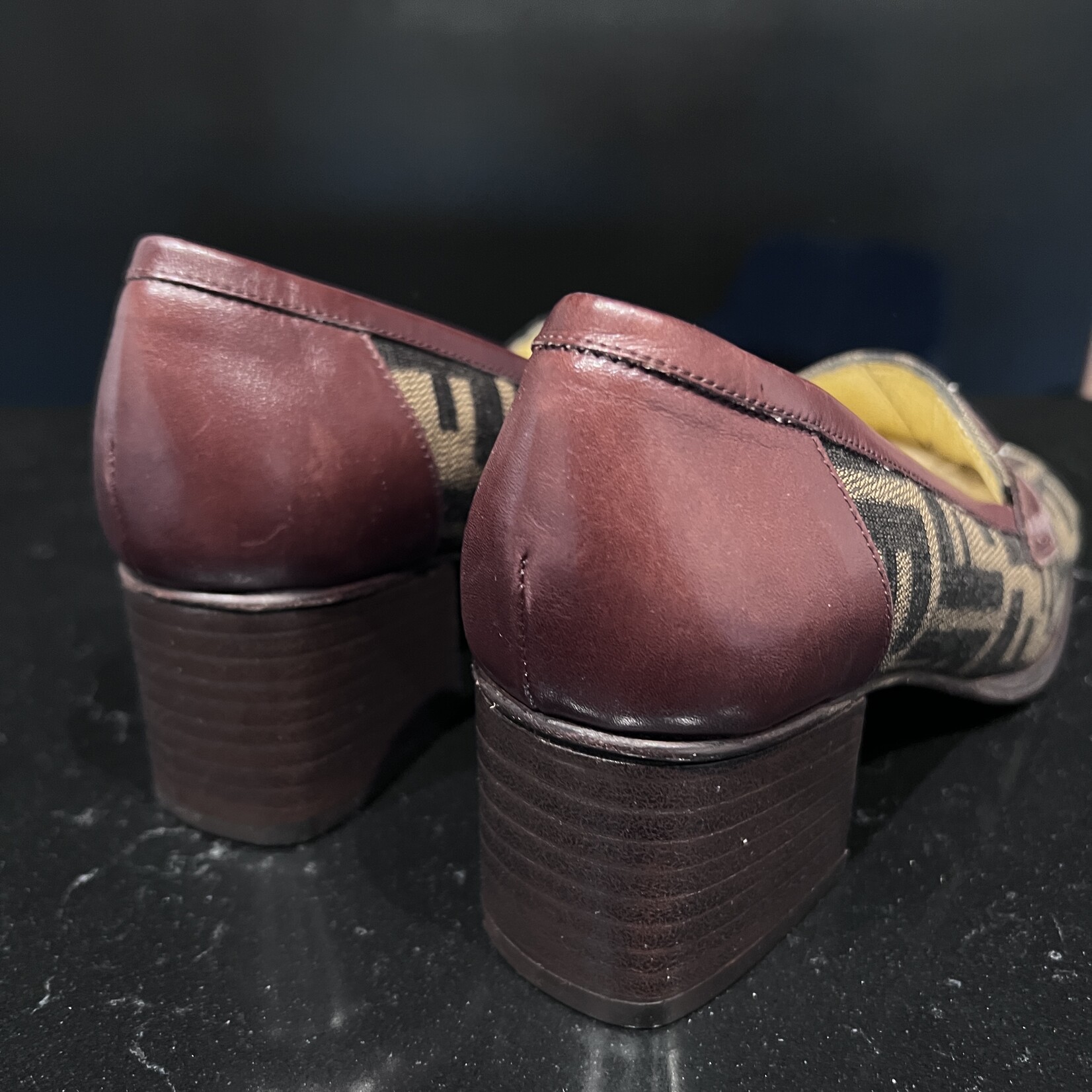 Fendi Fendi Burgundy Leather FF Loafers 35