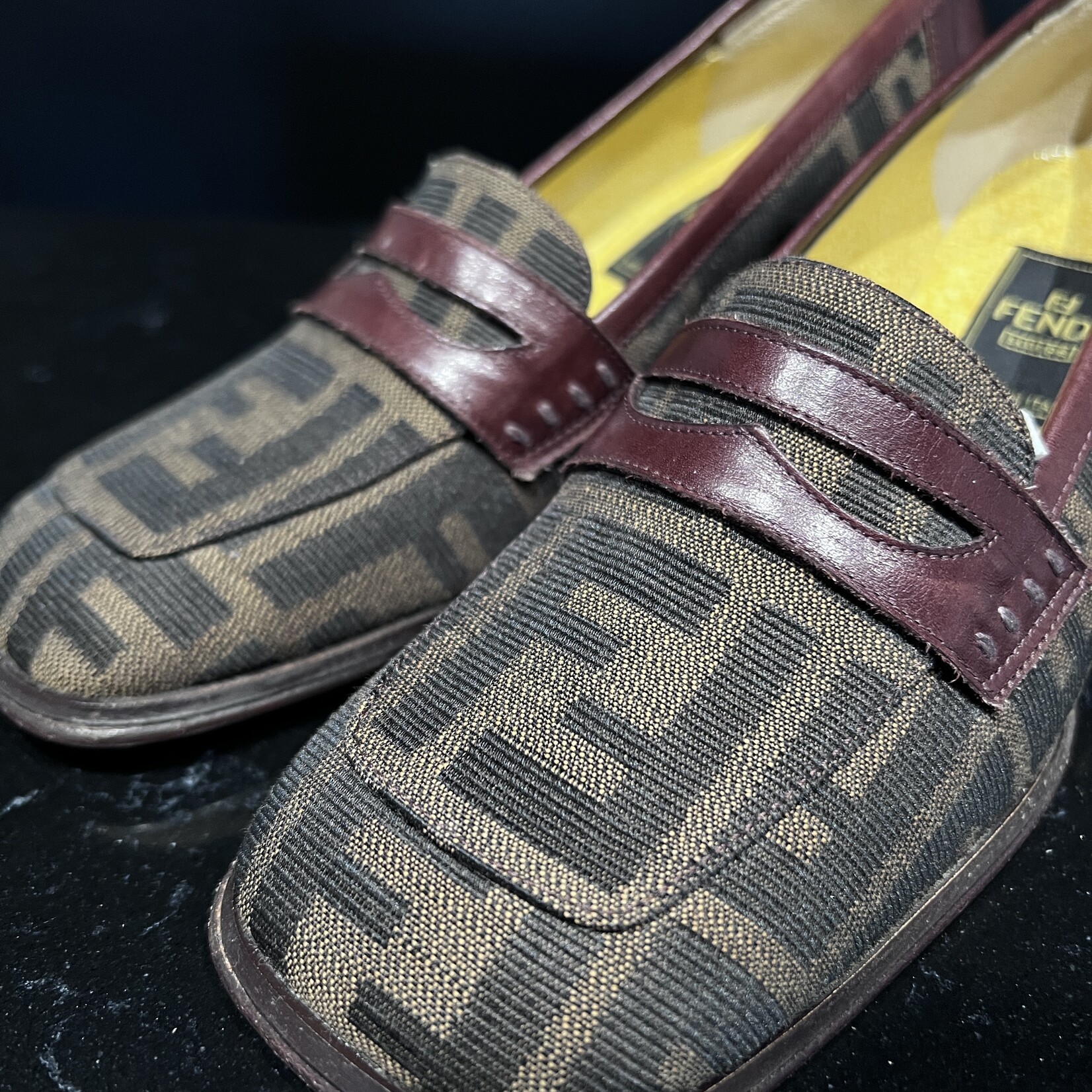 Fendi Fendi Burgundy Leather FF Loafers 35