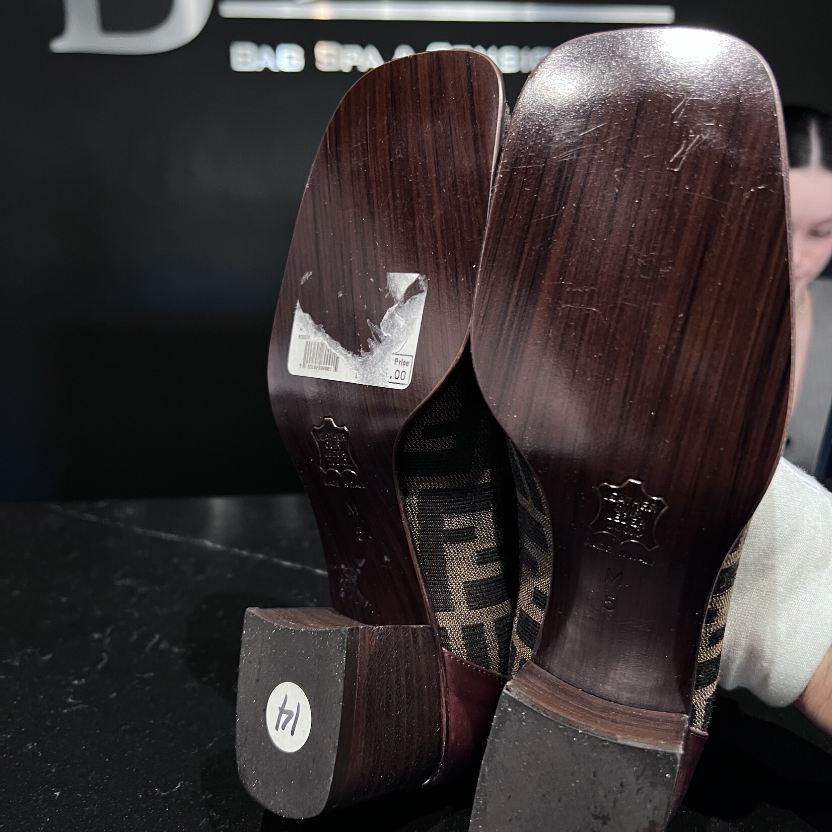 Fendi Fendi Burgundy Leather FF Loafers 35