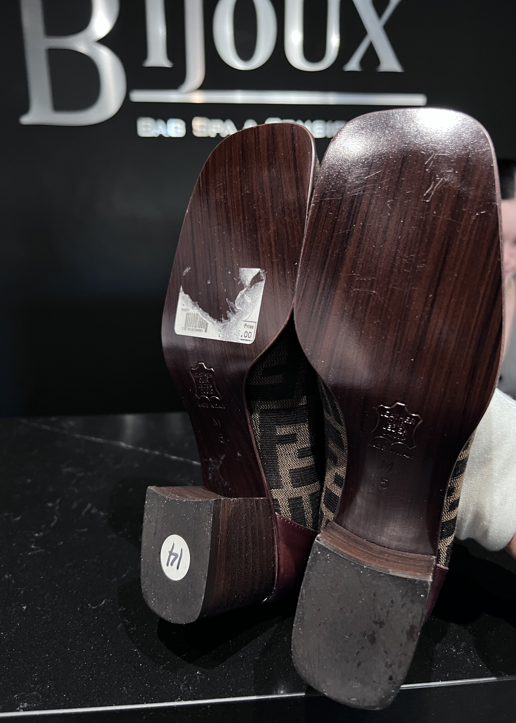 Fendi Fendi Burgundy Leather FF Loafers 35