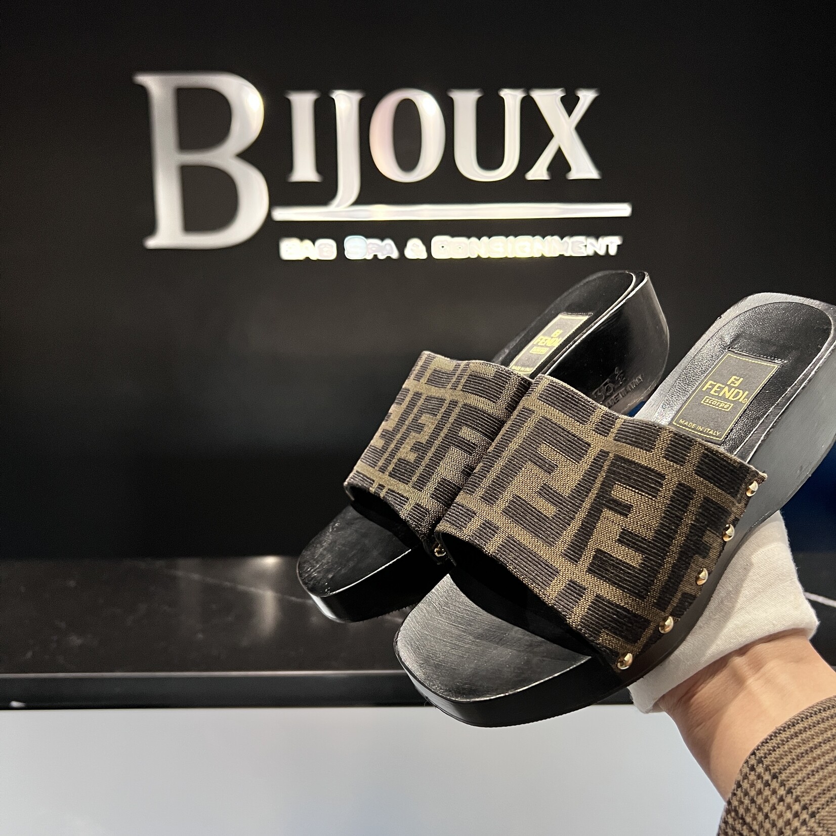 Fendi Fendi Monogram Heeled Slides