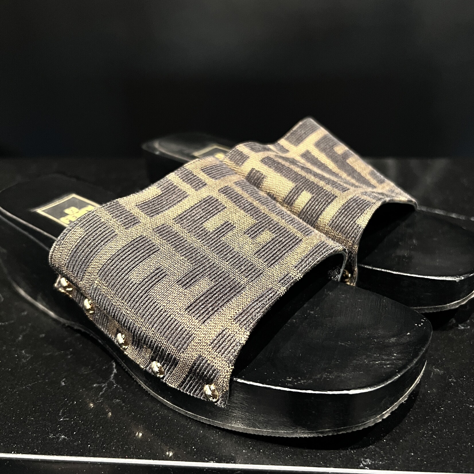 Fendi Fendi Monogram Heeled Slides