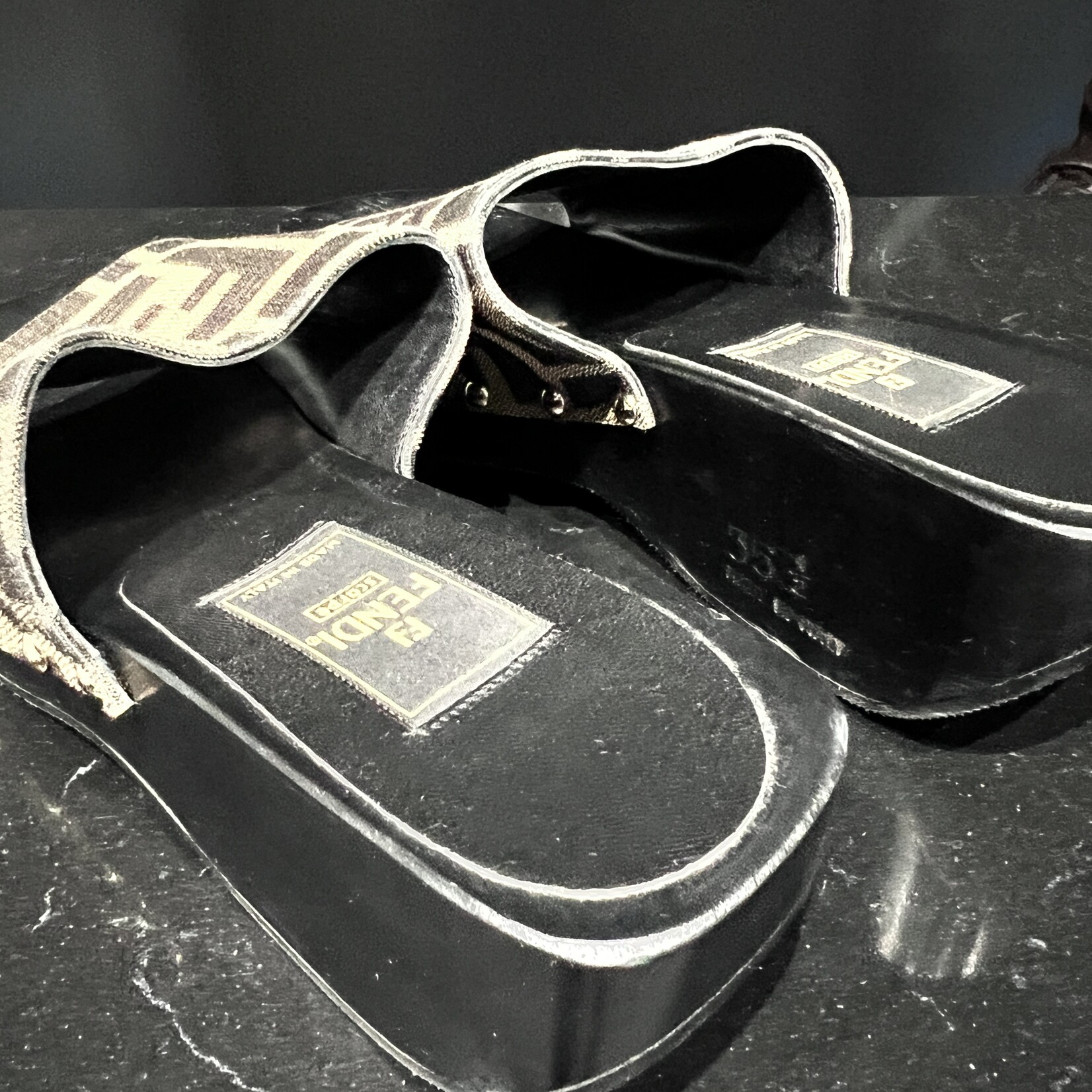 Fendi Fendi Monogram Heeled Slides