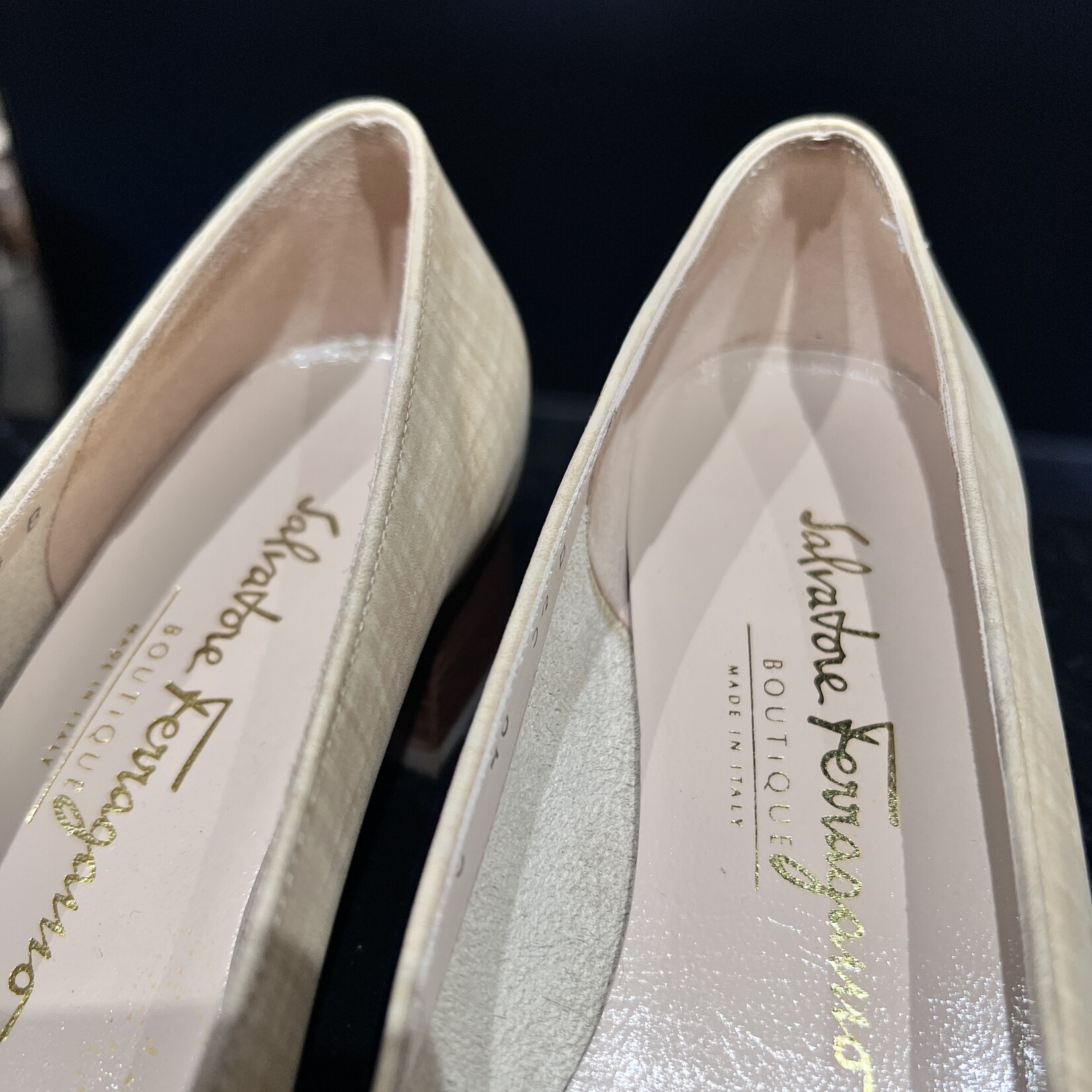 Salvatore Ferragamo Ferragamo Creme Plaid Heeled Loafers