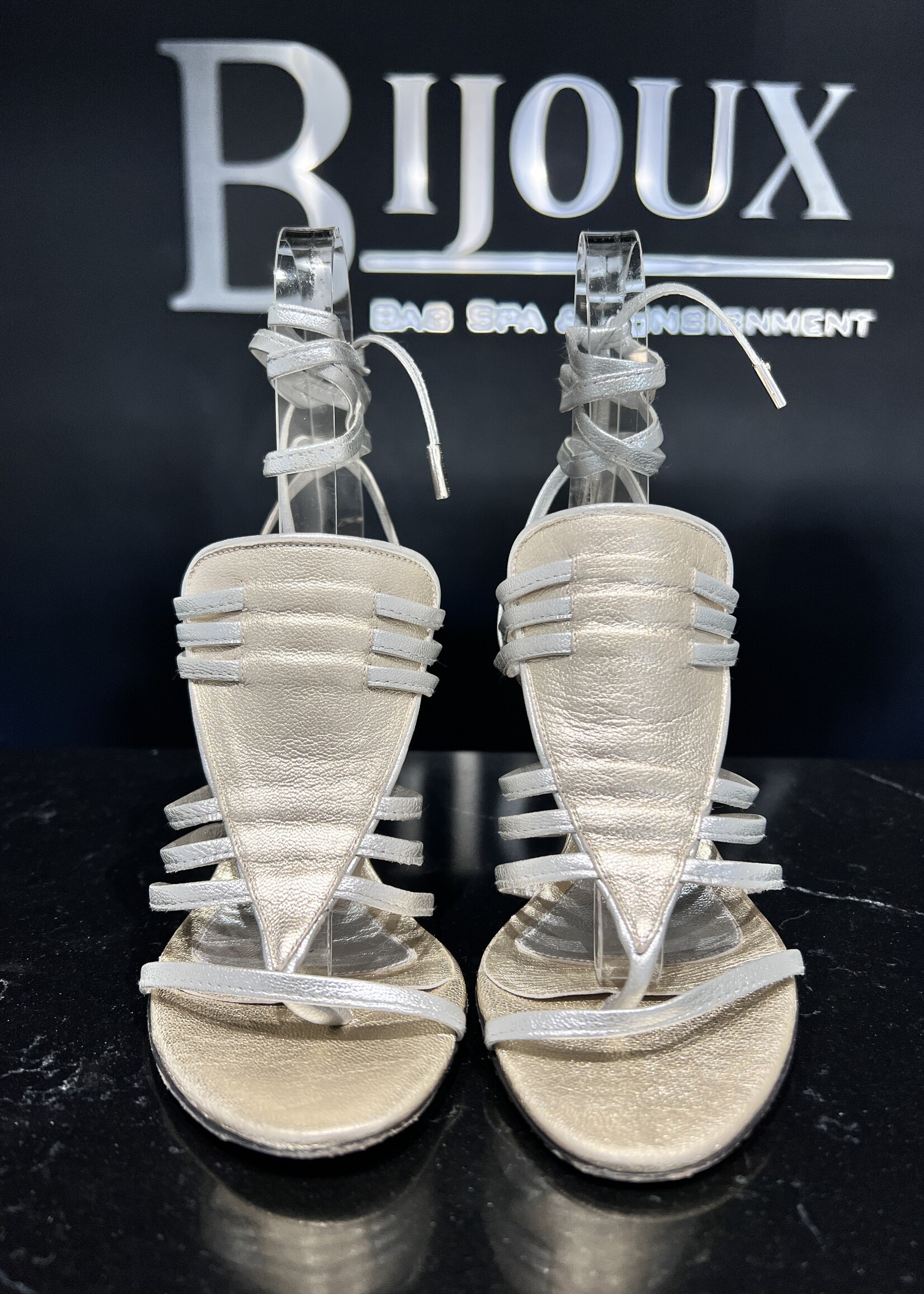 Versace Versace Metallic Tie Up Heels 36