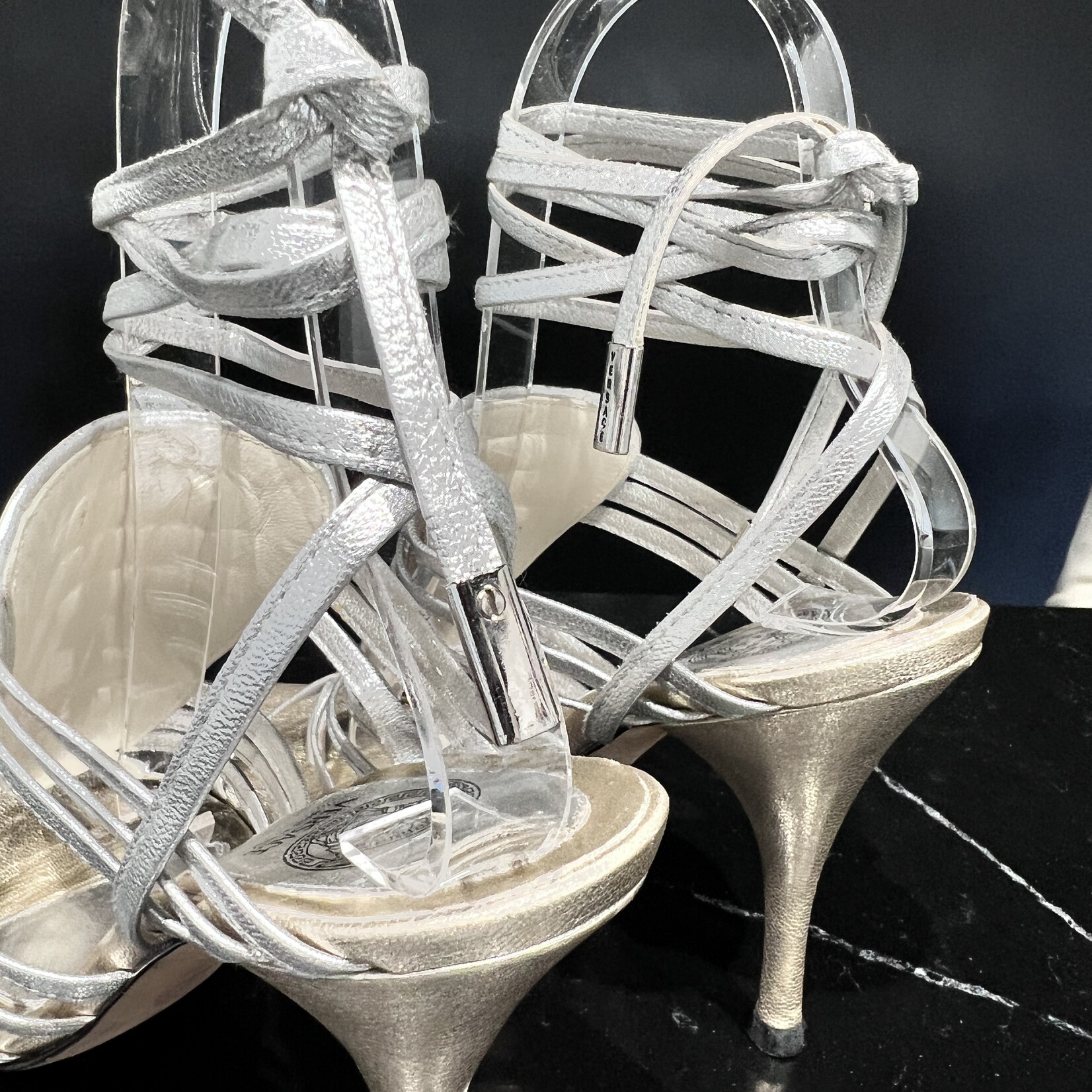 Versace Versace Metallic Tie Up Heels 36