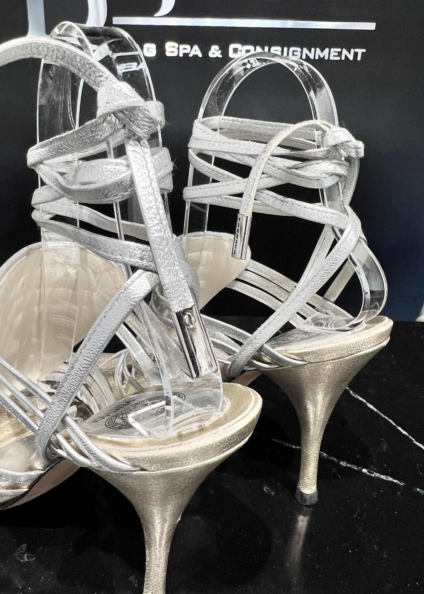 Versace Versace Metallic Tie Up Heels 36