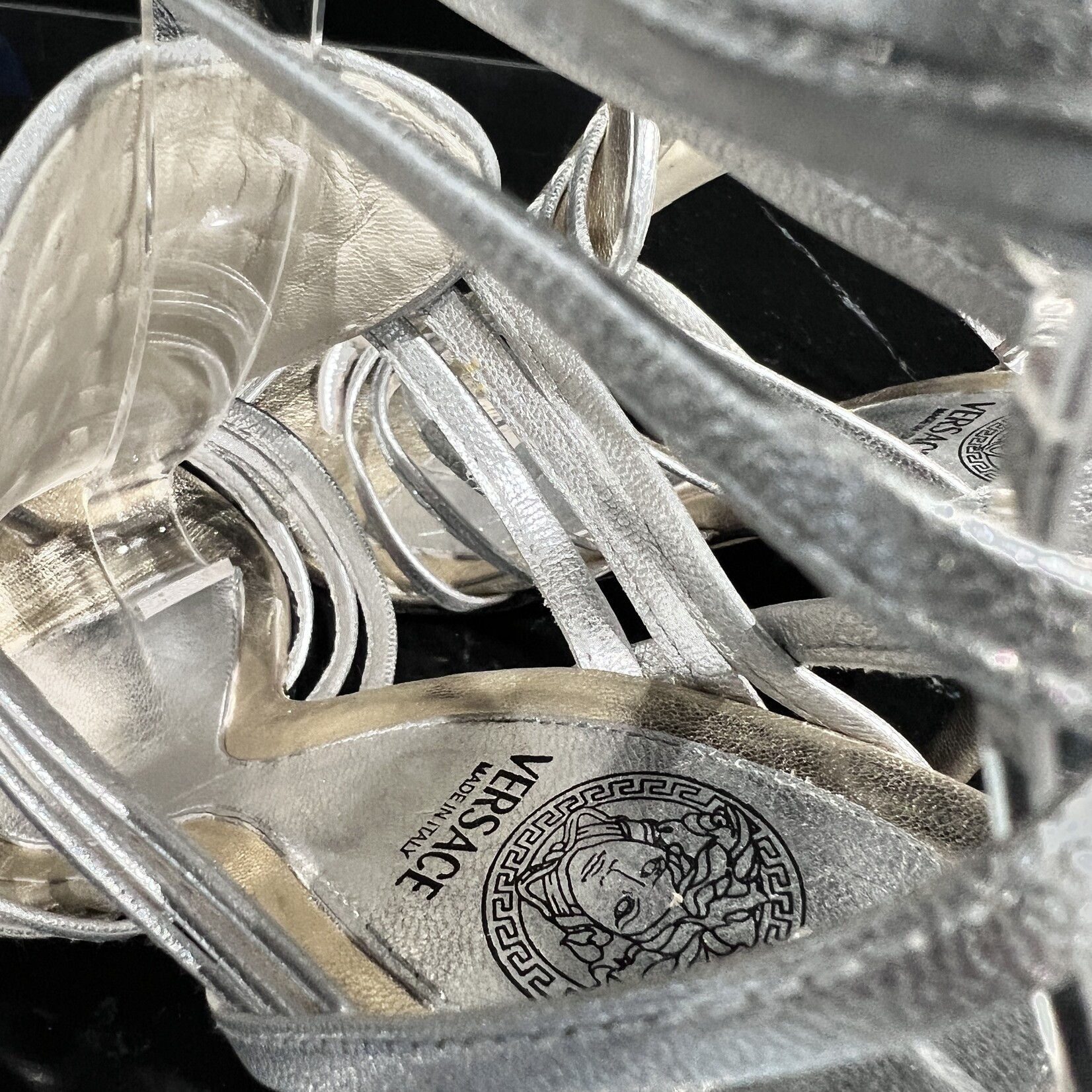 Versace Versace Metallic Tie Up Heels 36