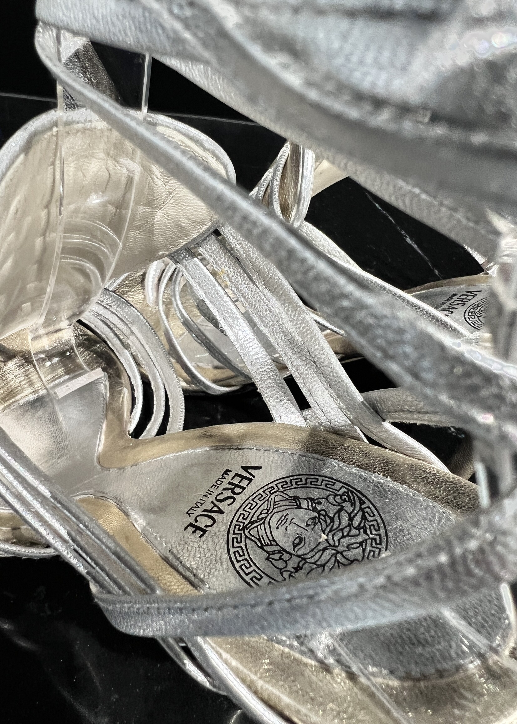 Versace Versace Metallic Tie Up Heels 36