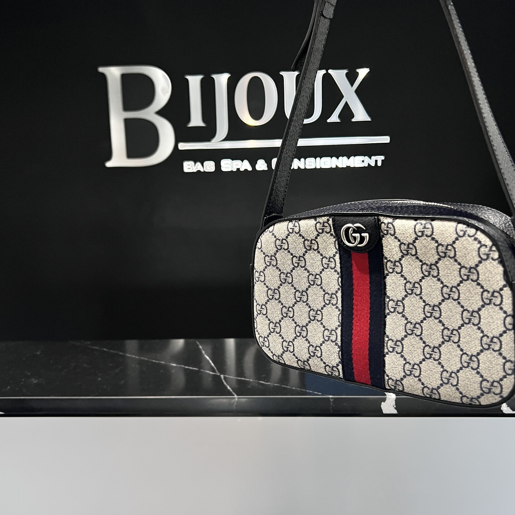 Gucci Gucci Navy Ophidia Camera Crossbody Bag