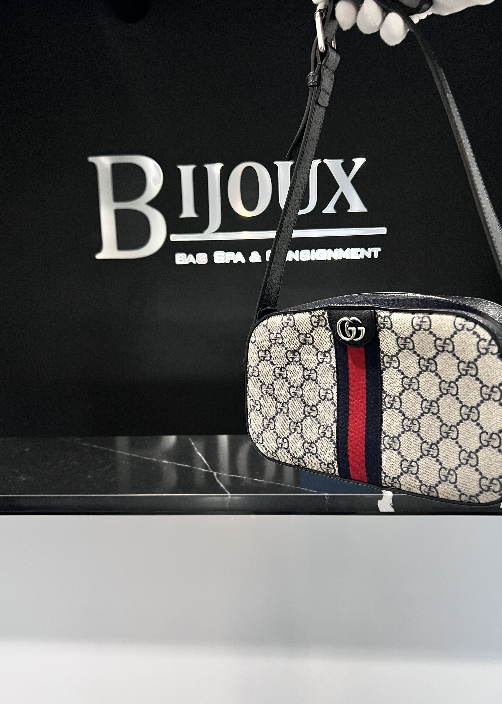 Gucci Gucci Navy Ophidia Camera Crossbody Bag