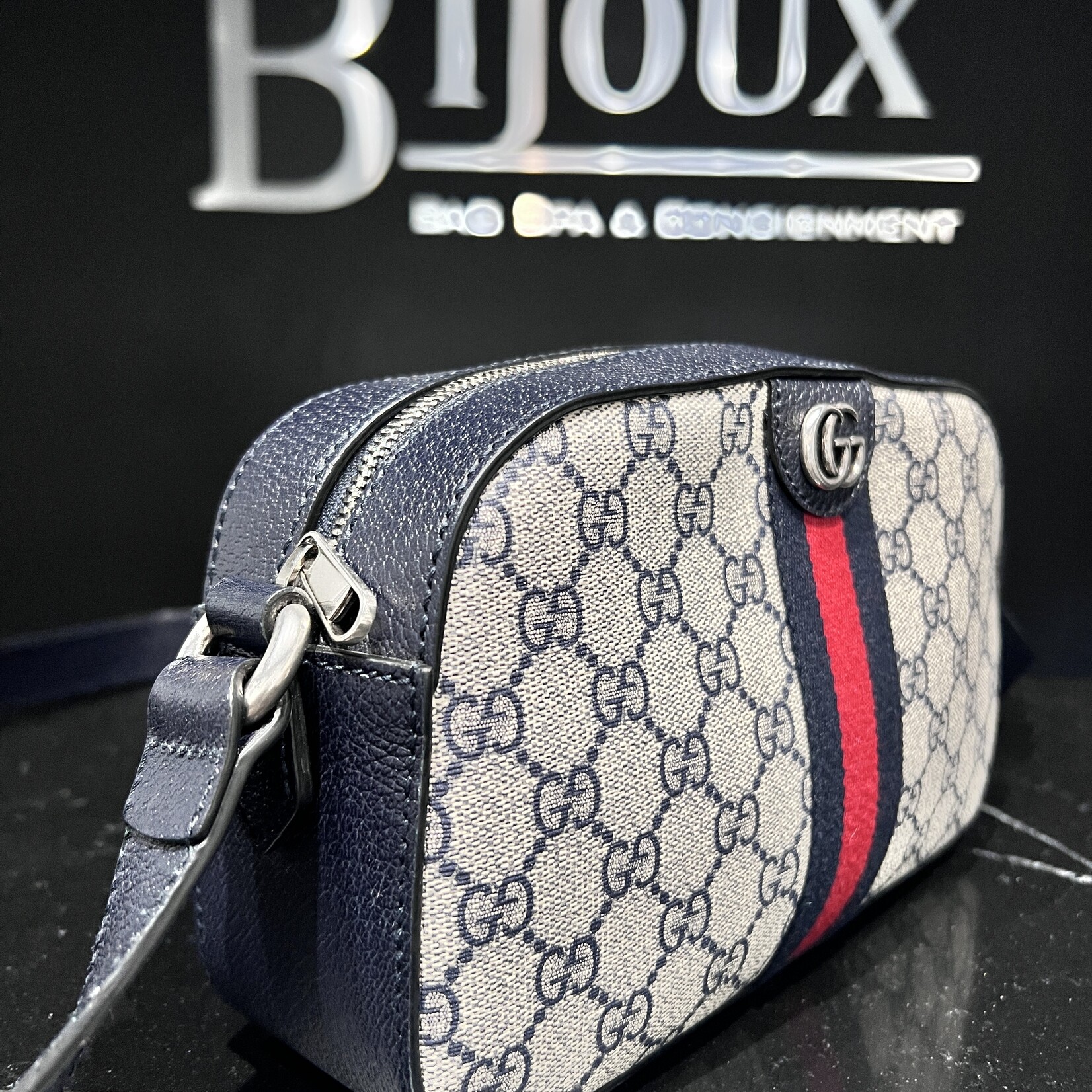 Gucci Gucci Navy Ophidia Camera Crossbody Bag