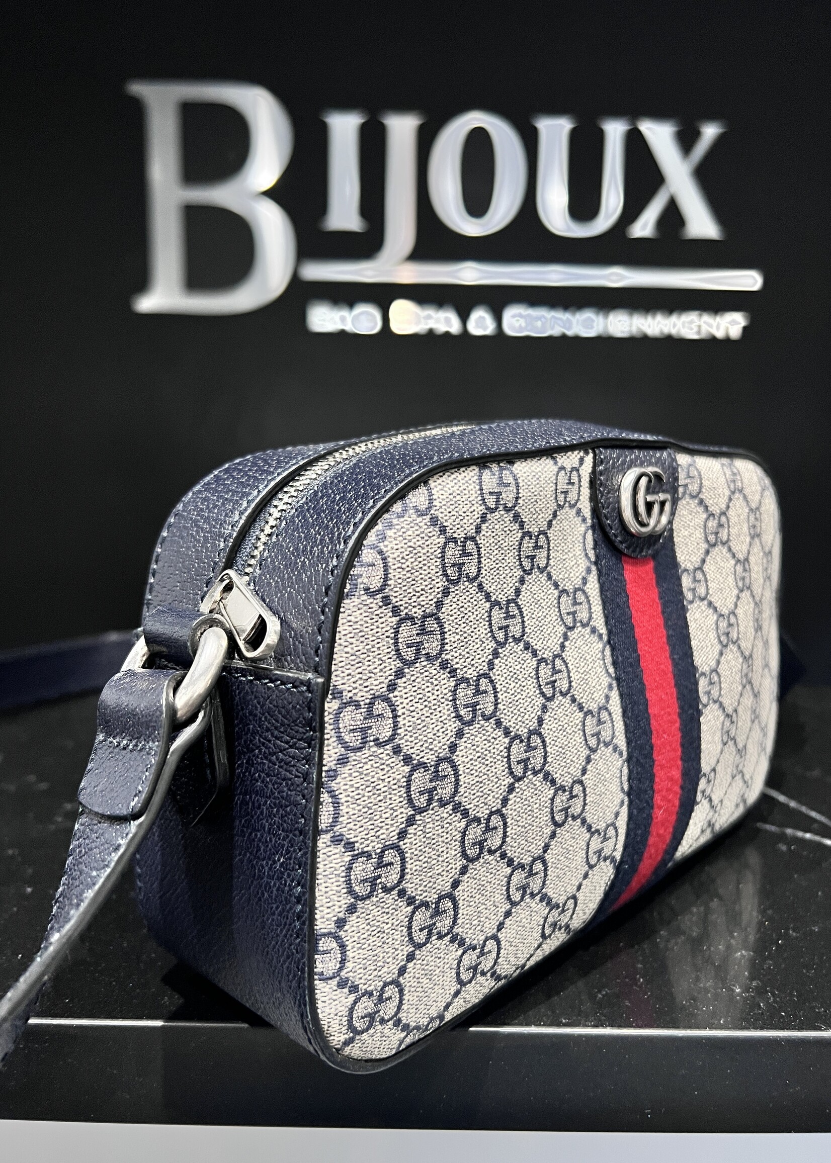 Gucci Gucci Navy Ophidia Camera Crossbody Bag