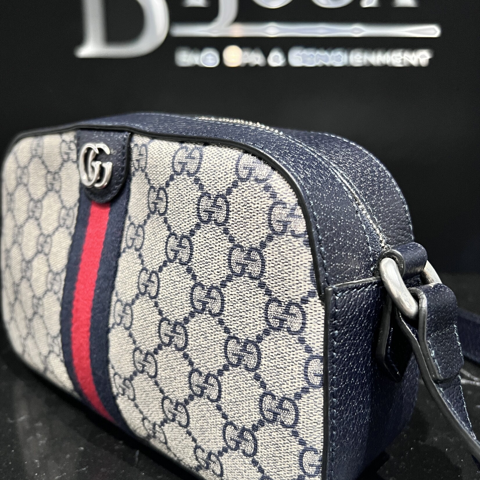 Gucci Gucci Navy Ophidia Camera Crossbody Bag