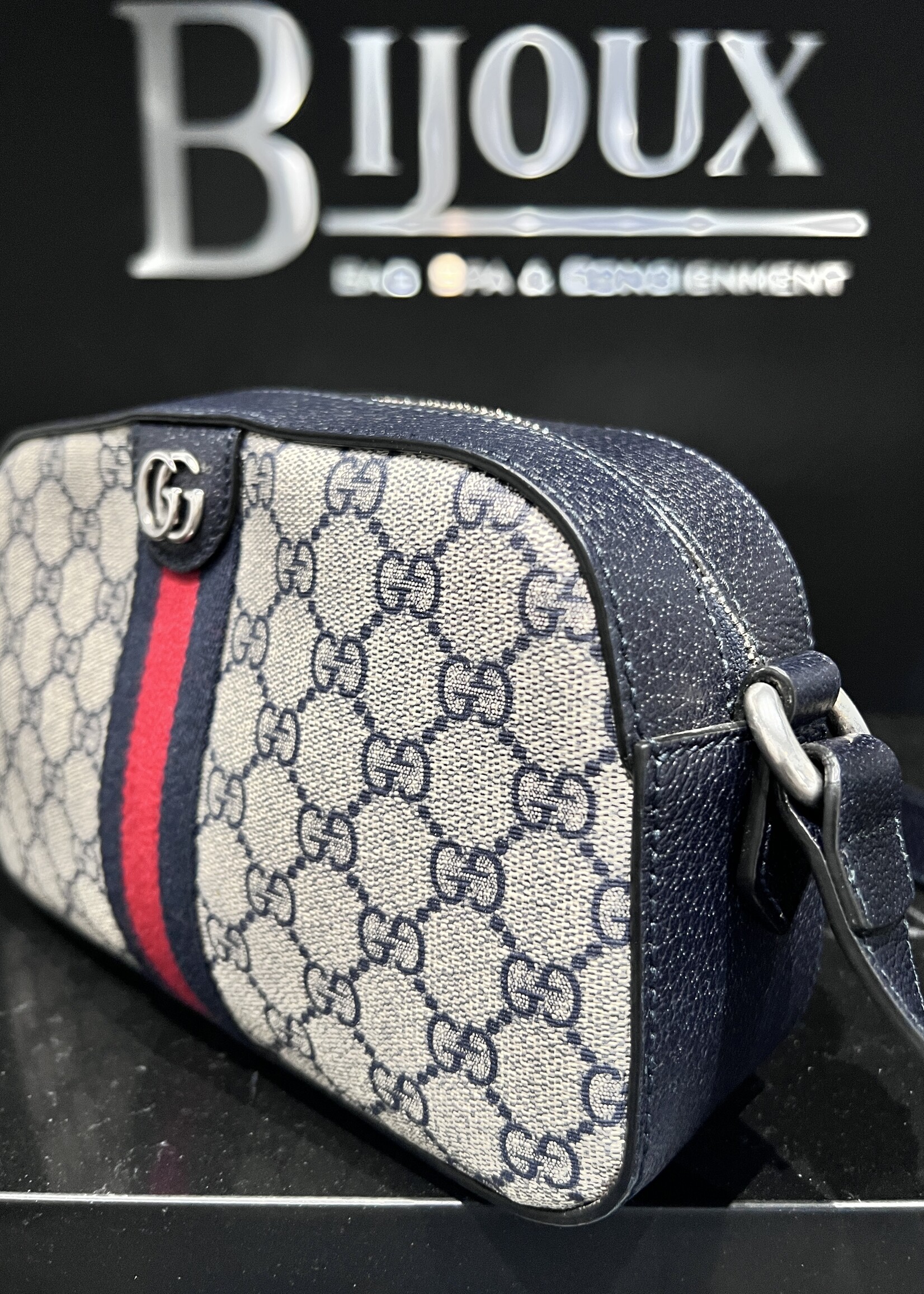 Gucci Gucci Navy Ophidia Camera Crossbody Bag
