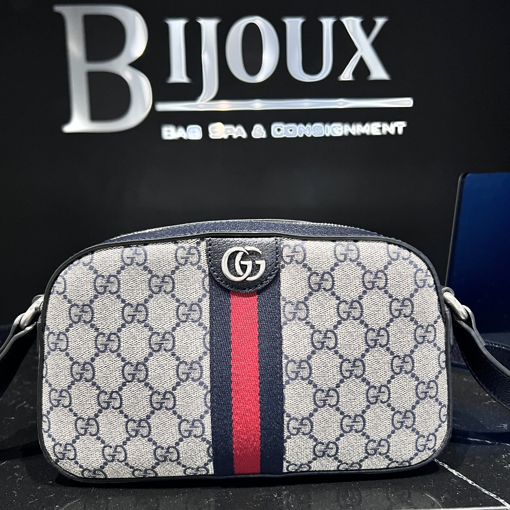 Gucci Gucci Navy Ophidia Camera Crossbody Bag