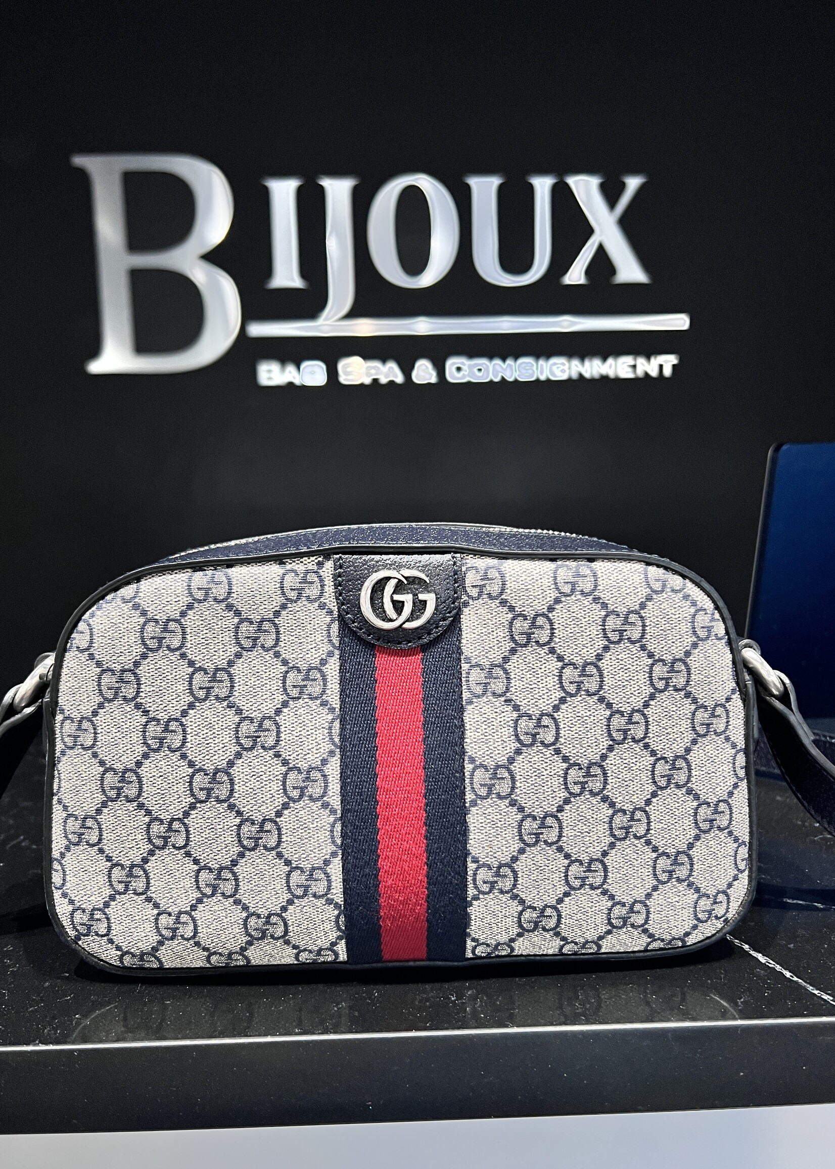 Gucci Gucci Navy Ophidia Camera Crossbody Bag
