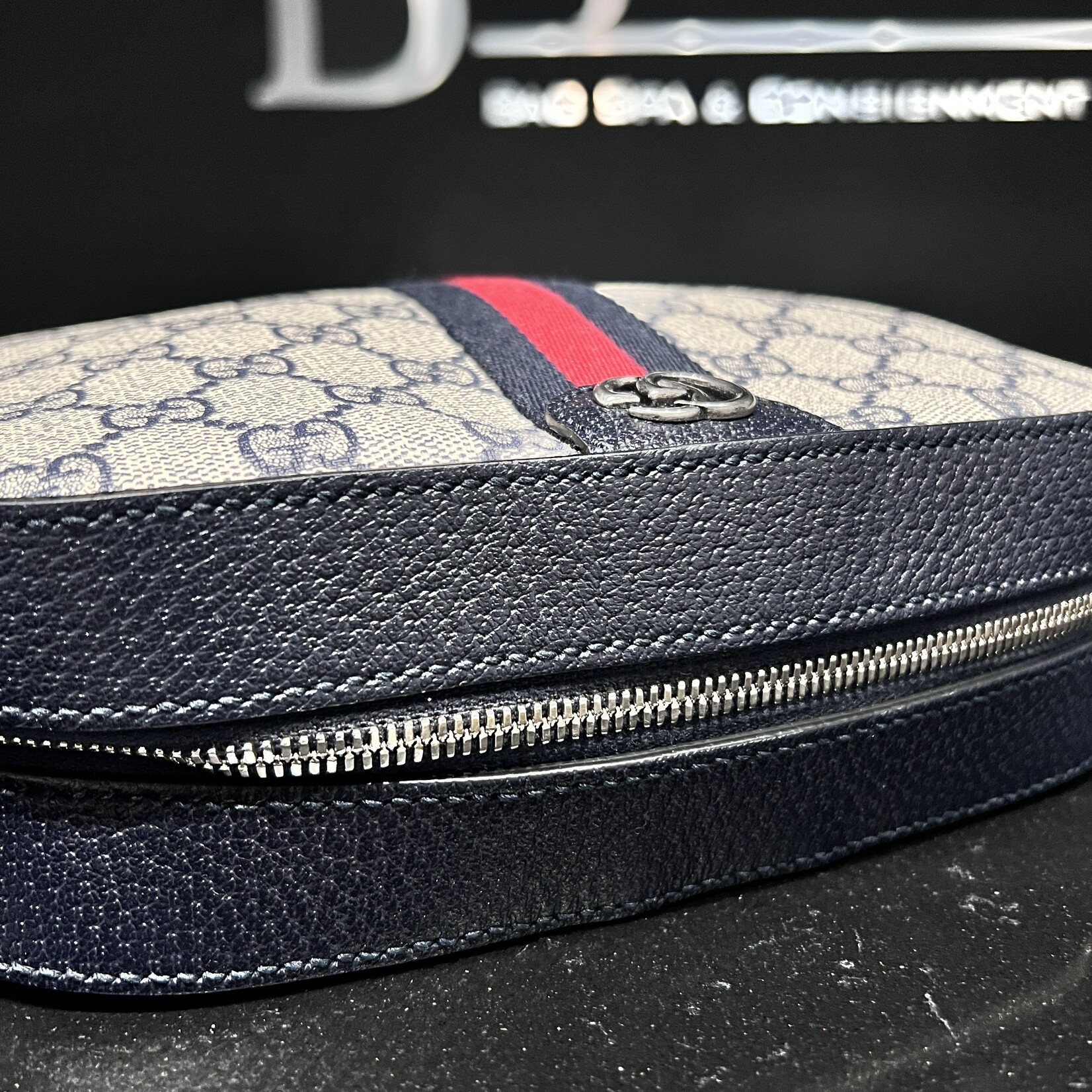 Gucci Gucci Navy Ophidia Camera Crossbody Bag
