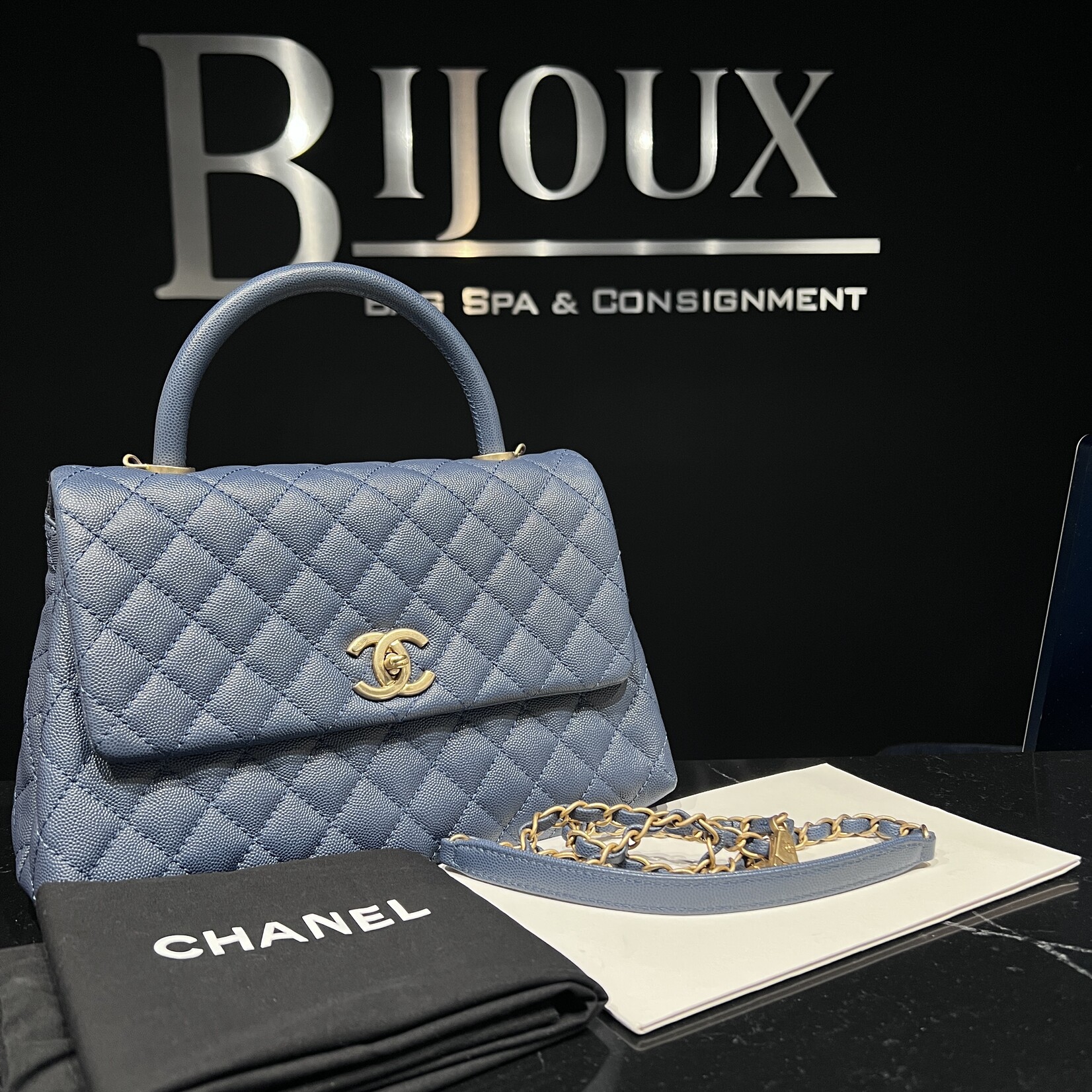 Chanel SOLD - Chanel Medium Coco Handle Blue