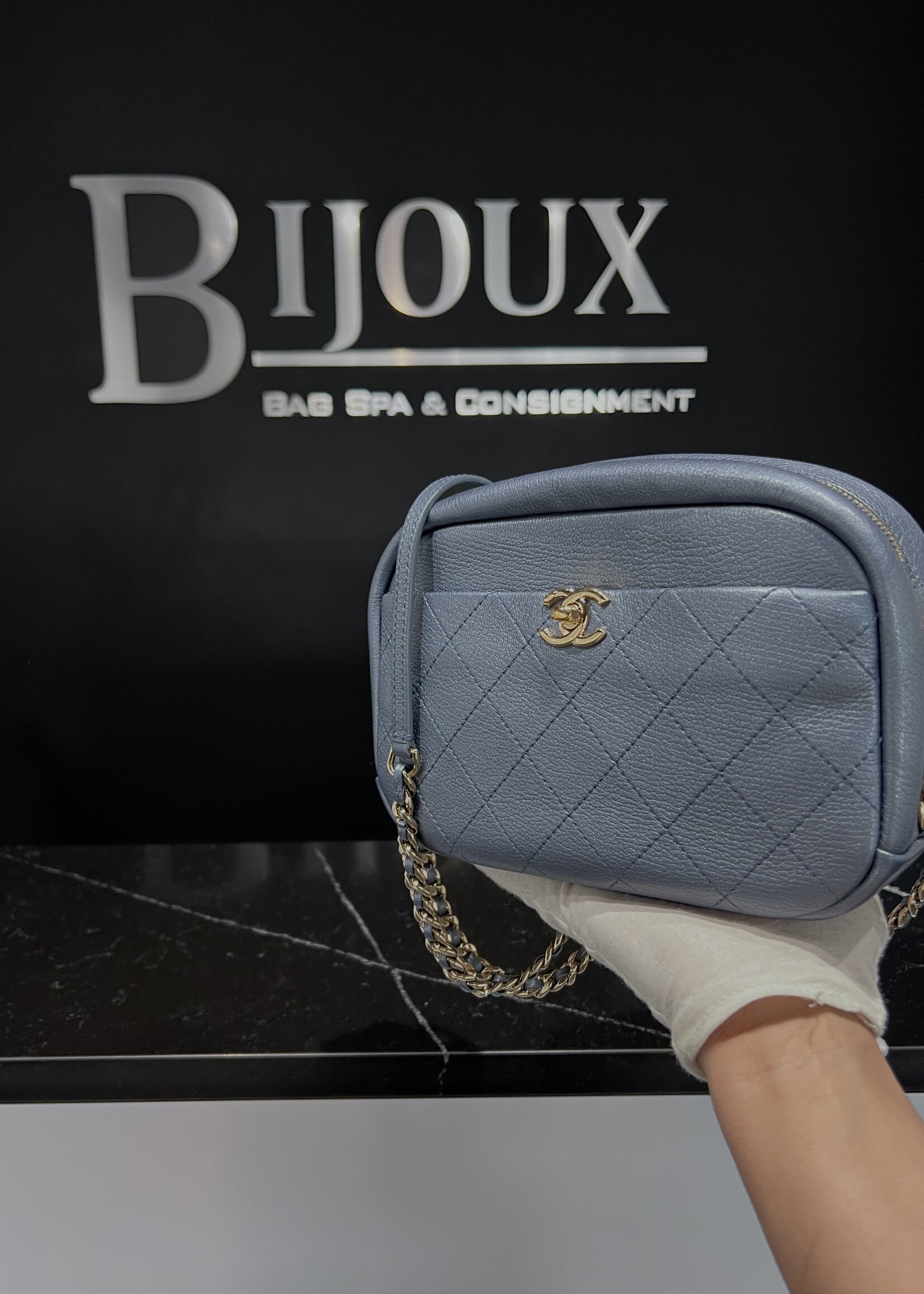 Chanel SOLD - Chanel Small Casual Trip Camera Case Blue