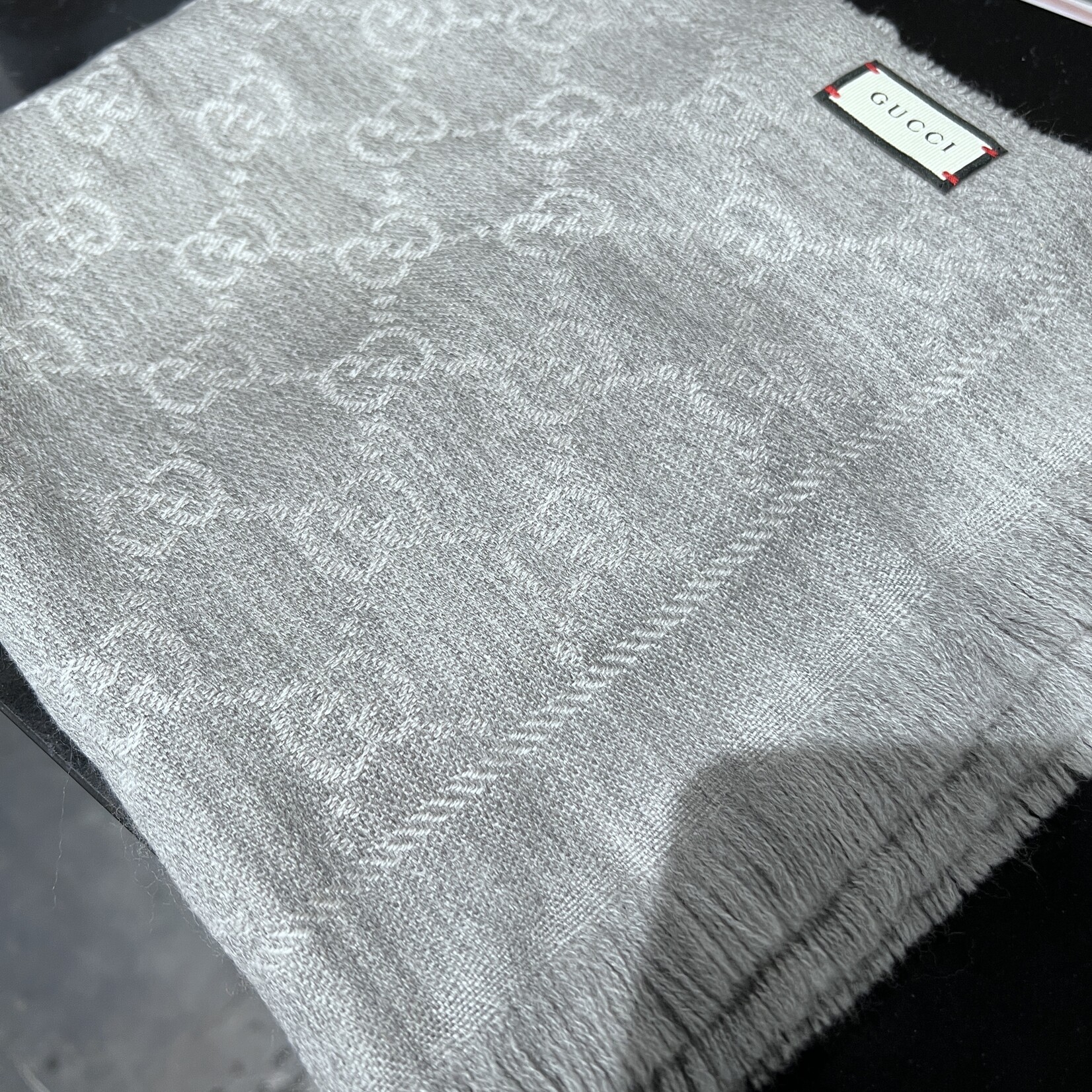 Gucci SOLD- Gucci Grey Monogram Scarf