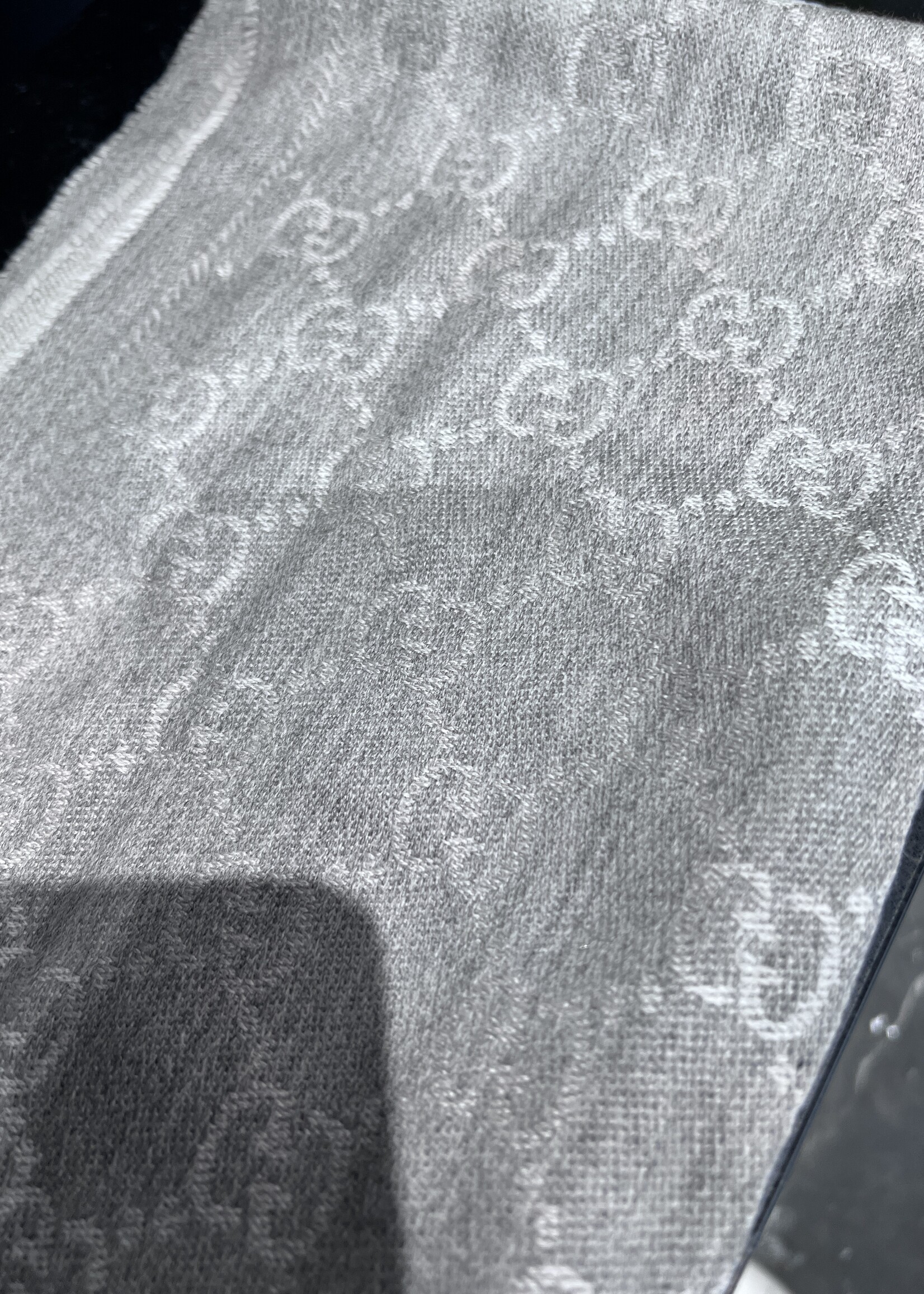 Gucci SOLD- Gucci Grey Monogram Scarf