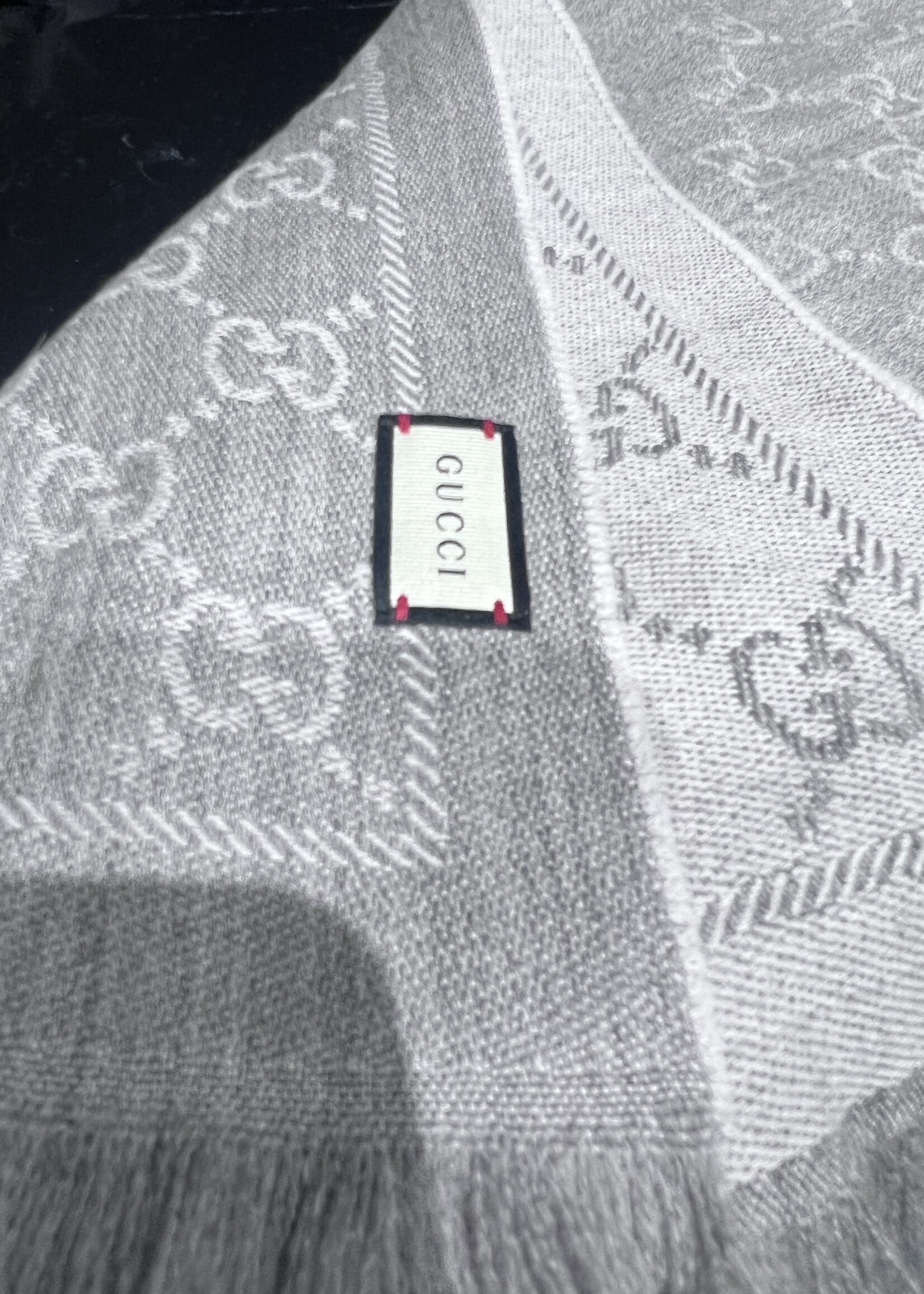 Gucci SOLD- Gucci Grey Monogram Scarf