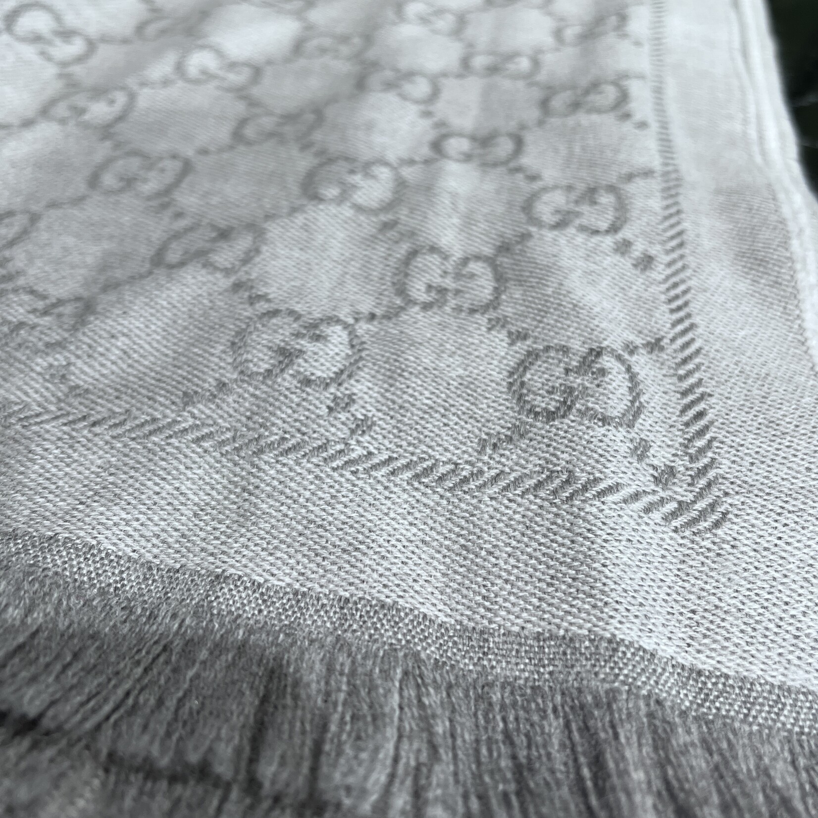 Gucci SOLD- Gucci Grey Monogram Scarf
