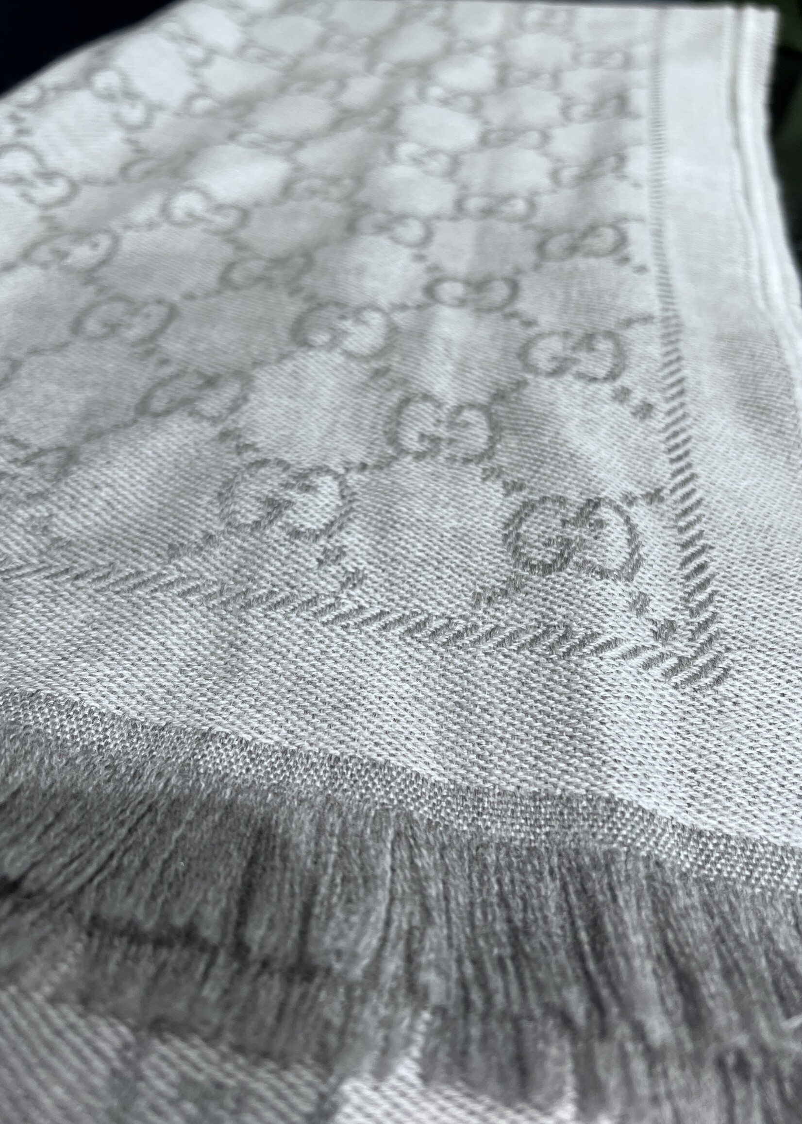 Gucci SOLD- Gucci Grey Monogram Scarf