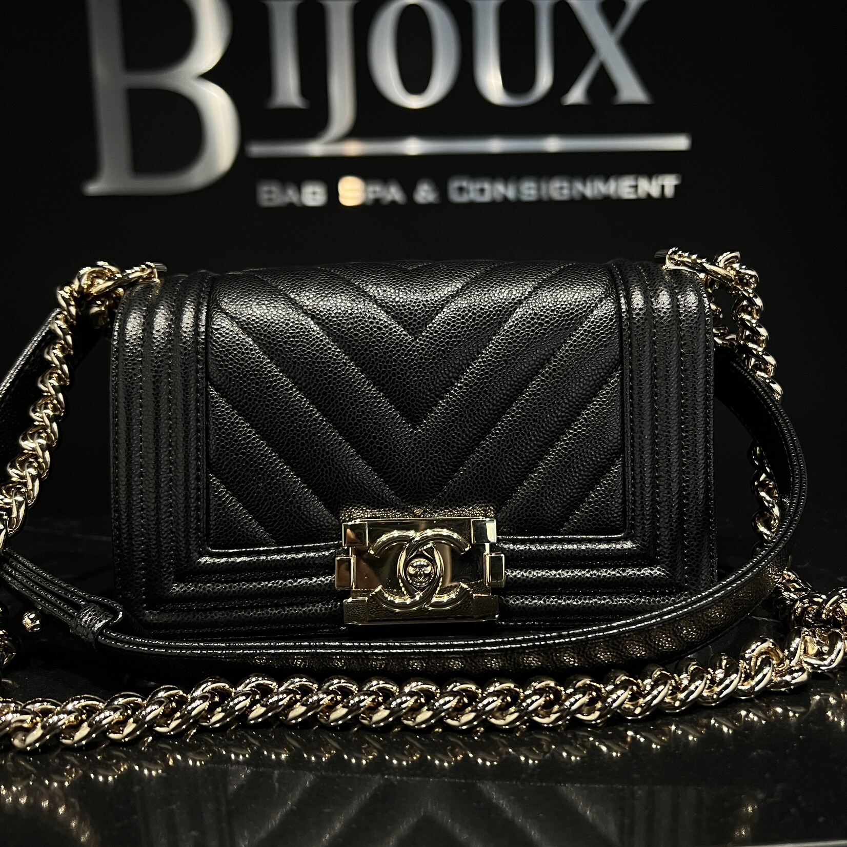 Chanel Chanel Small  Boy GHW Black