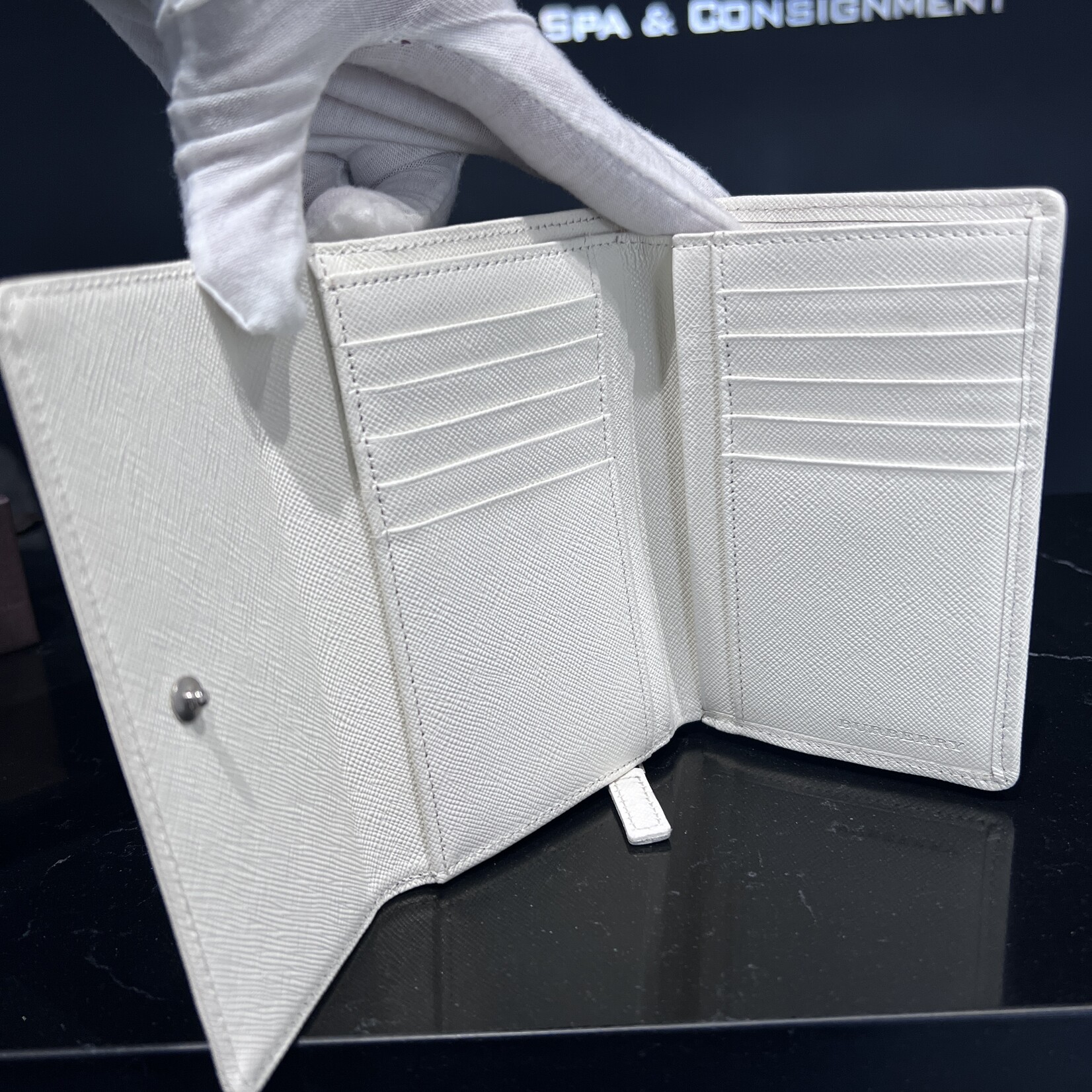 Burberry SOLD- Burberry White Nova Check Pattern Canvas Wallet