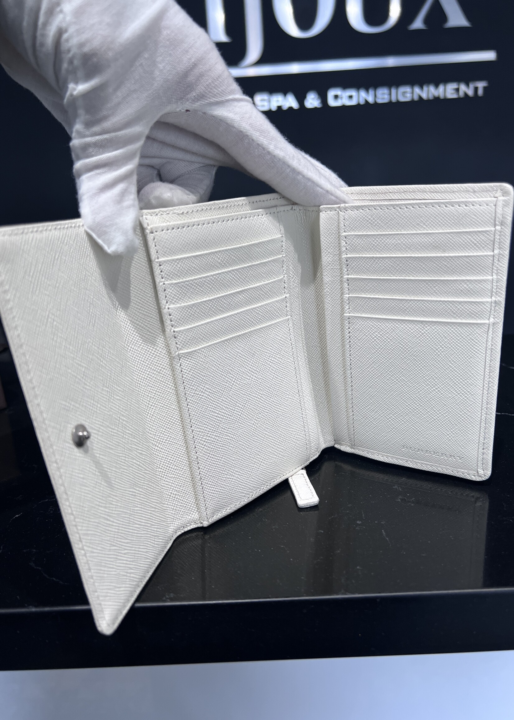 Burberry SOLD- Burberry White Nova Check Pattern Canvas Wallet