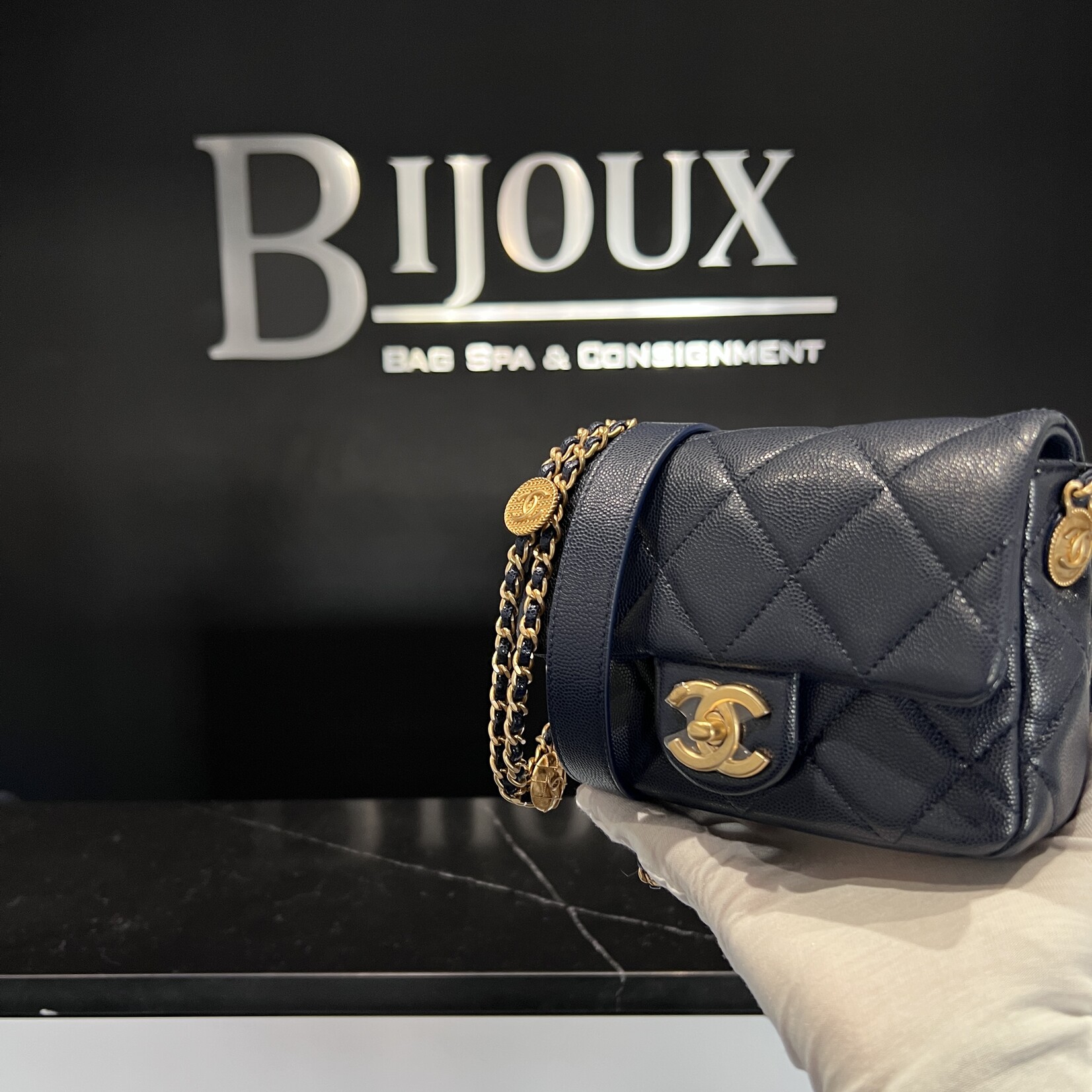 Chanel Chanel Mini Flap Navy GHW