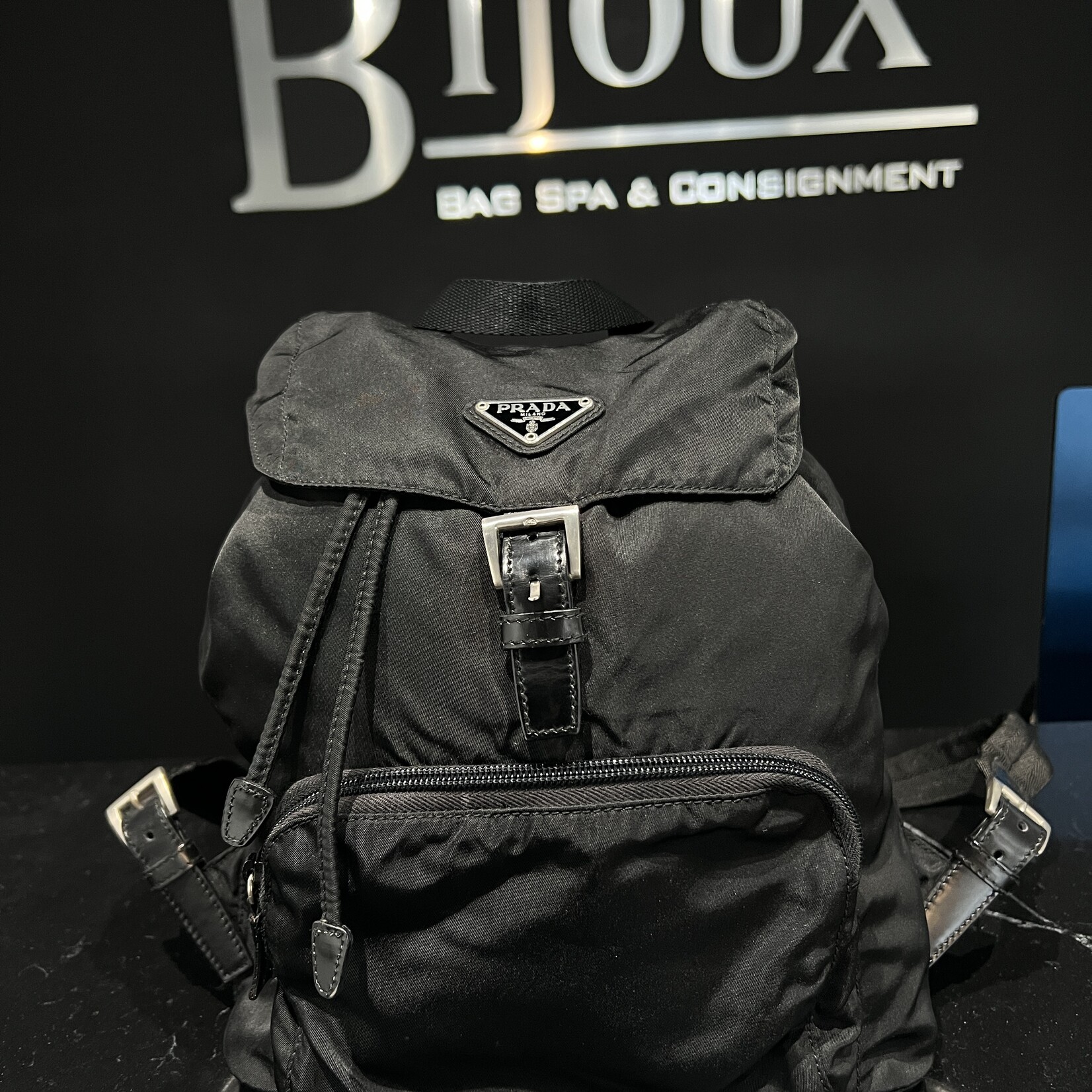 Prada Prada Black Vela Nylon Backpack