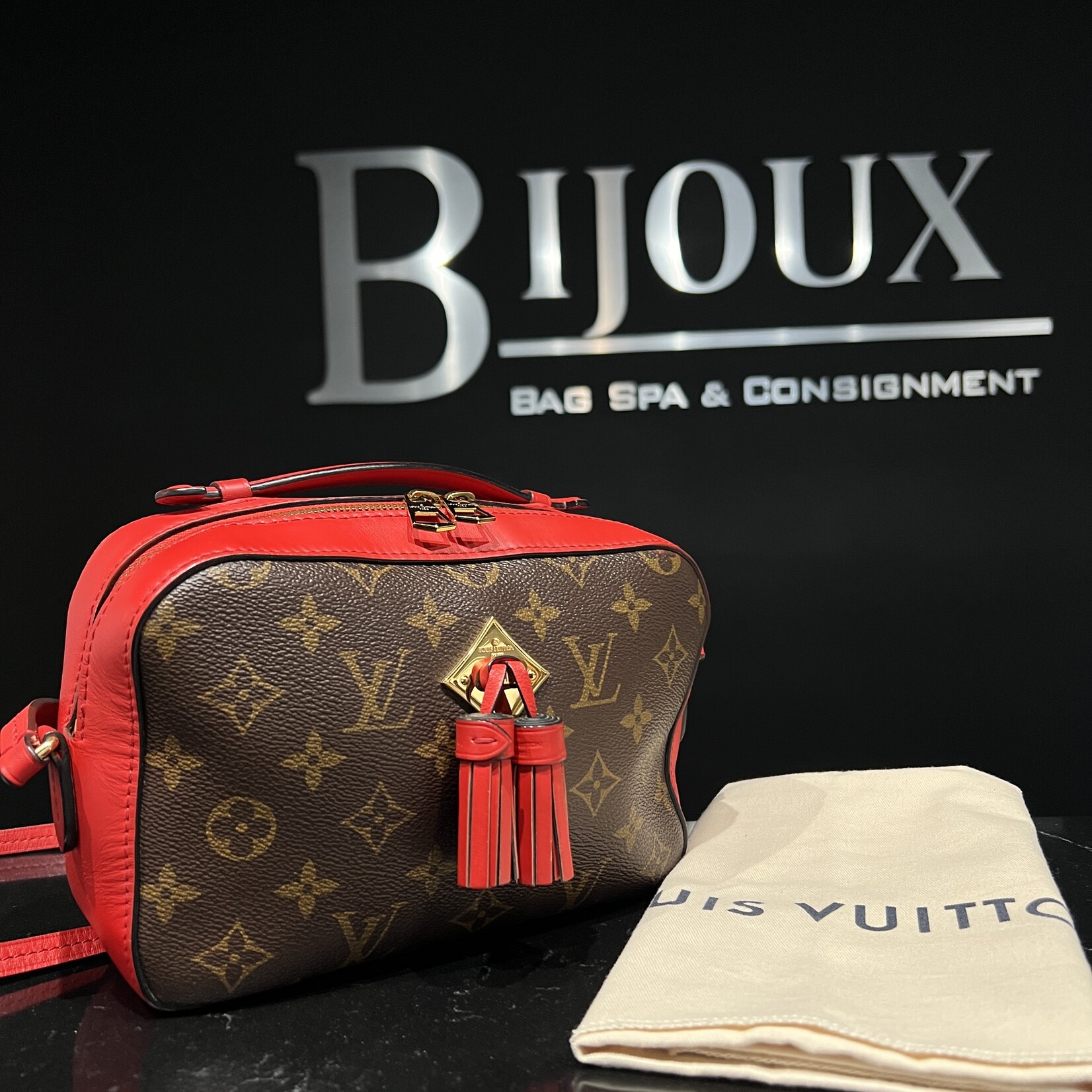 Louis Vuitton Louis Vuitton Red Monogram Saintonge